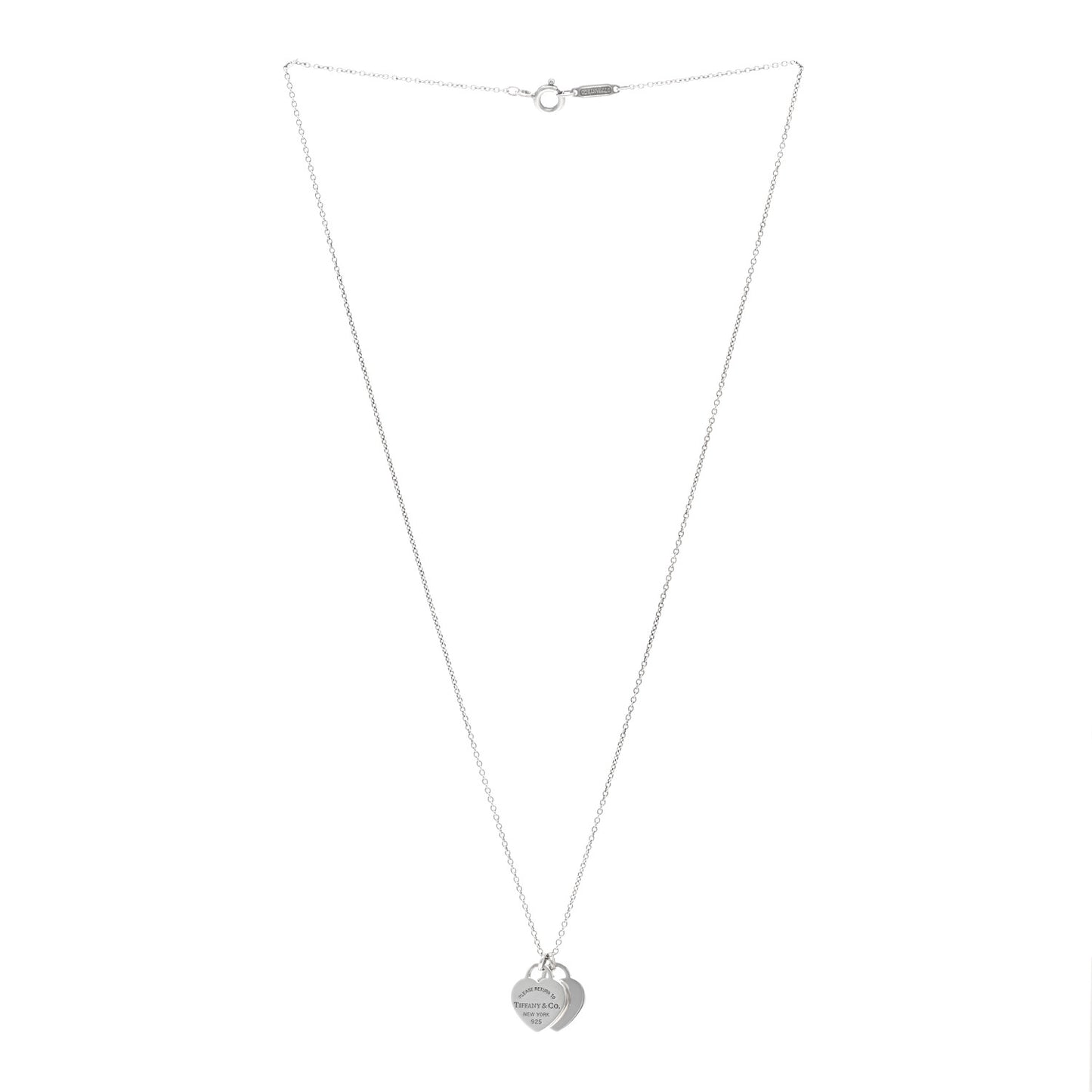 Sterling Silver Mini Return to Tiffany Double Heart Tag Pendant Necklace
