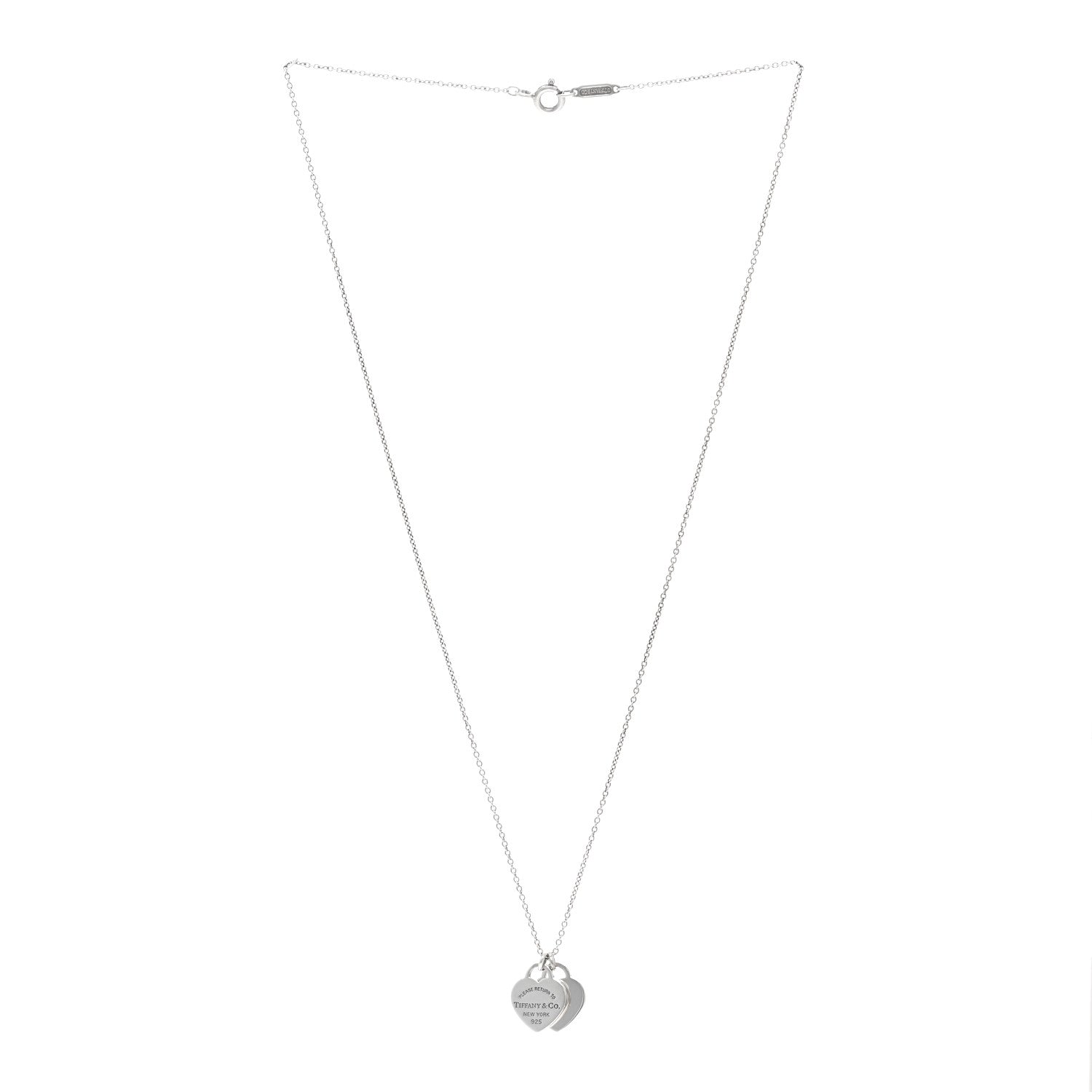 Tiffany Sterling Silver Mini Return to Tiffany Double Heart Tag Pendant Necklace 3 of 4