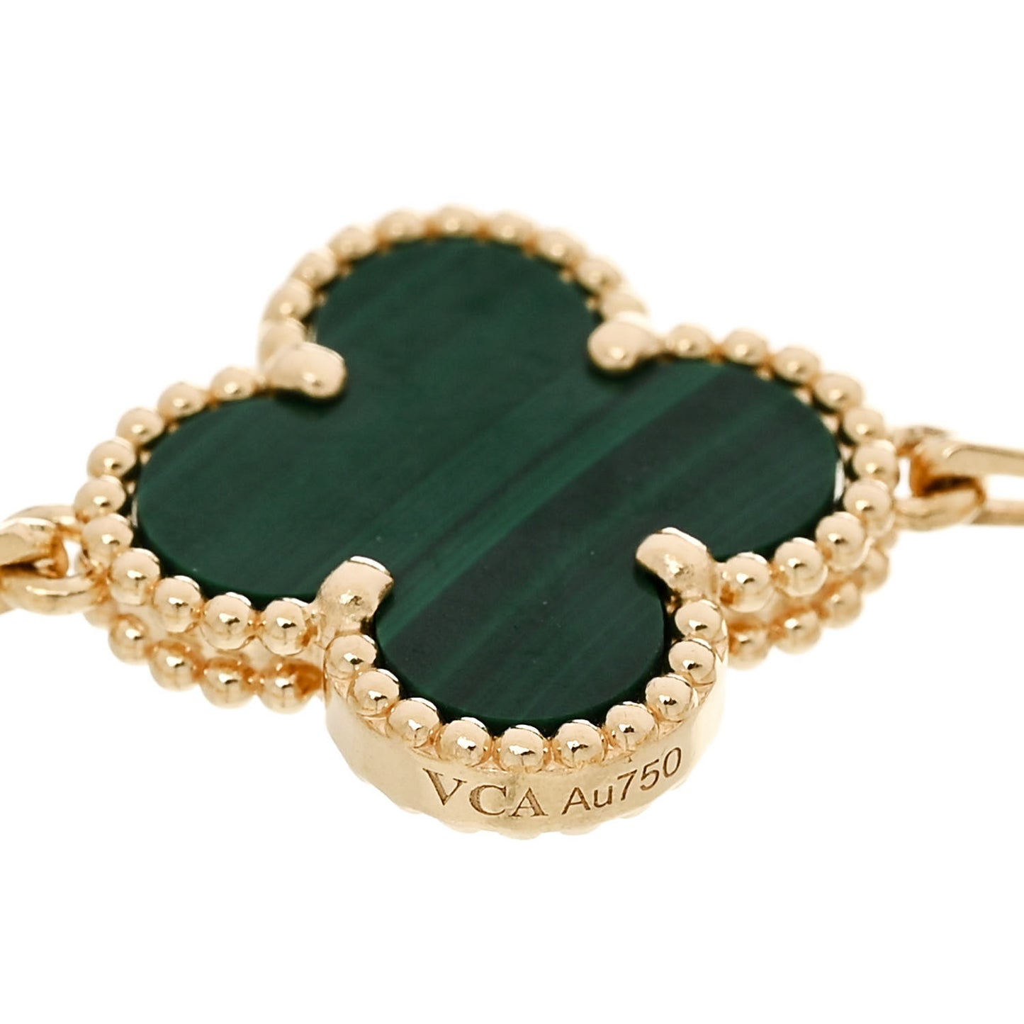 18K Yellow Gold Malachite 5 Motifs Vintage Alhambra Bracelet