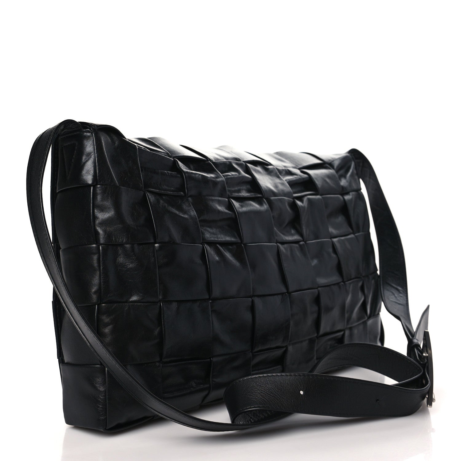 Bottega Veneta Paper Calfskin Maxi Intreccio Large Cassette Crossbody Bag Black 3 of 8
