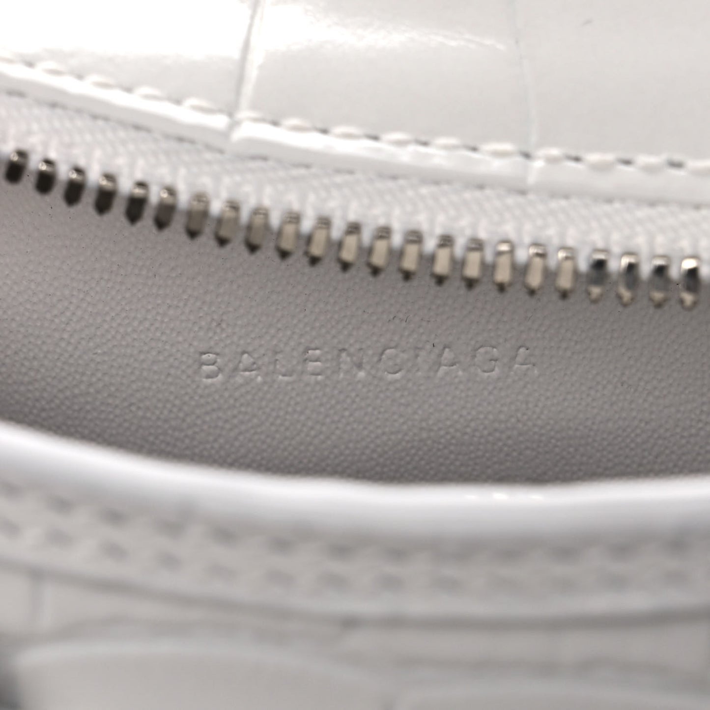 Extra Supple Calfskin Crocodile Embossed Neo Classic Silver Hardware Super Nano City Crossbody White