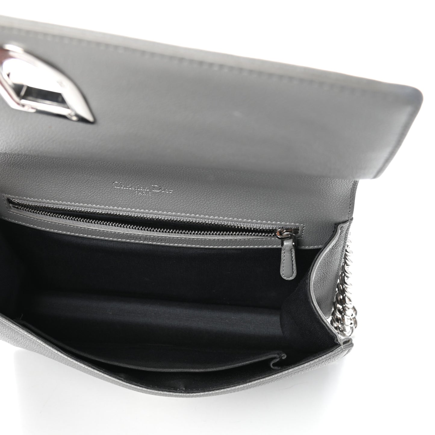Grained Calfskin Medium Diorama Flap Bag Gris