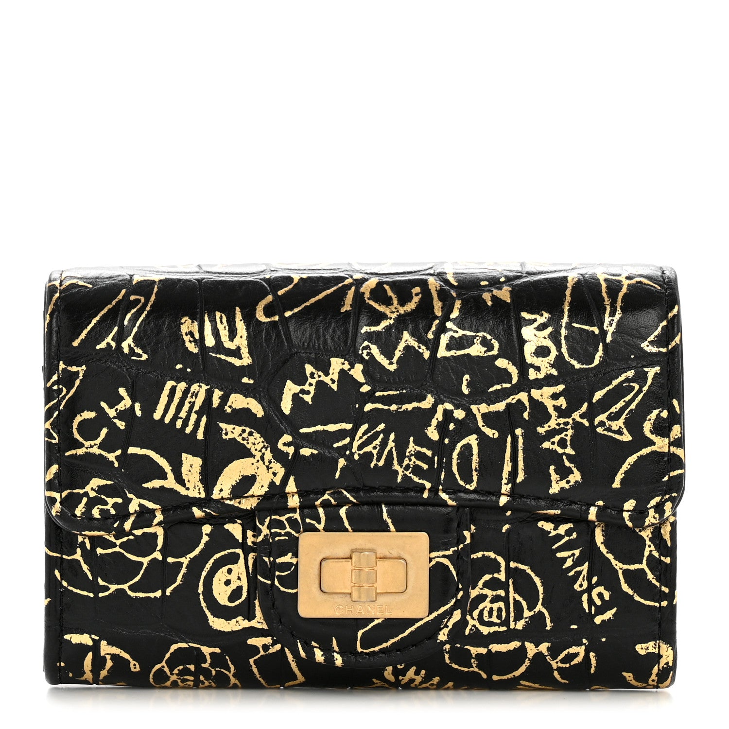 Chanel Calfskin Crocodile Embossed Graffiti 2.55 Crocodile Reissue