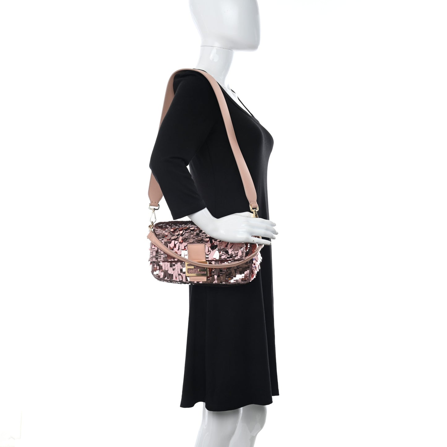 Sequin Paillettes Vitello Grace Sex and the City Baguette Baby Pink