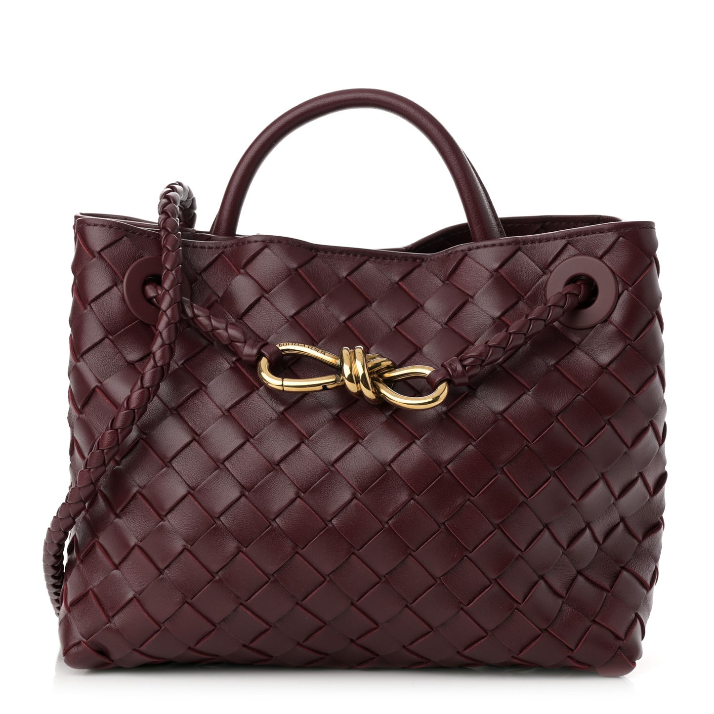 Nappa Intrecciato Small Andiamo Shoulder Bag Barolo