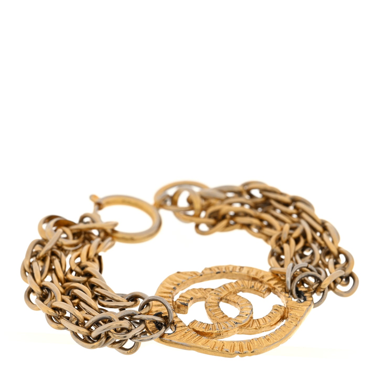 Multistrand Chain CC Bracelet Gold