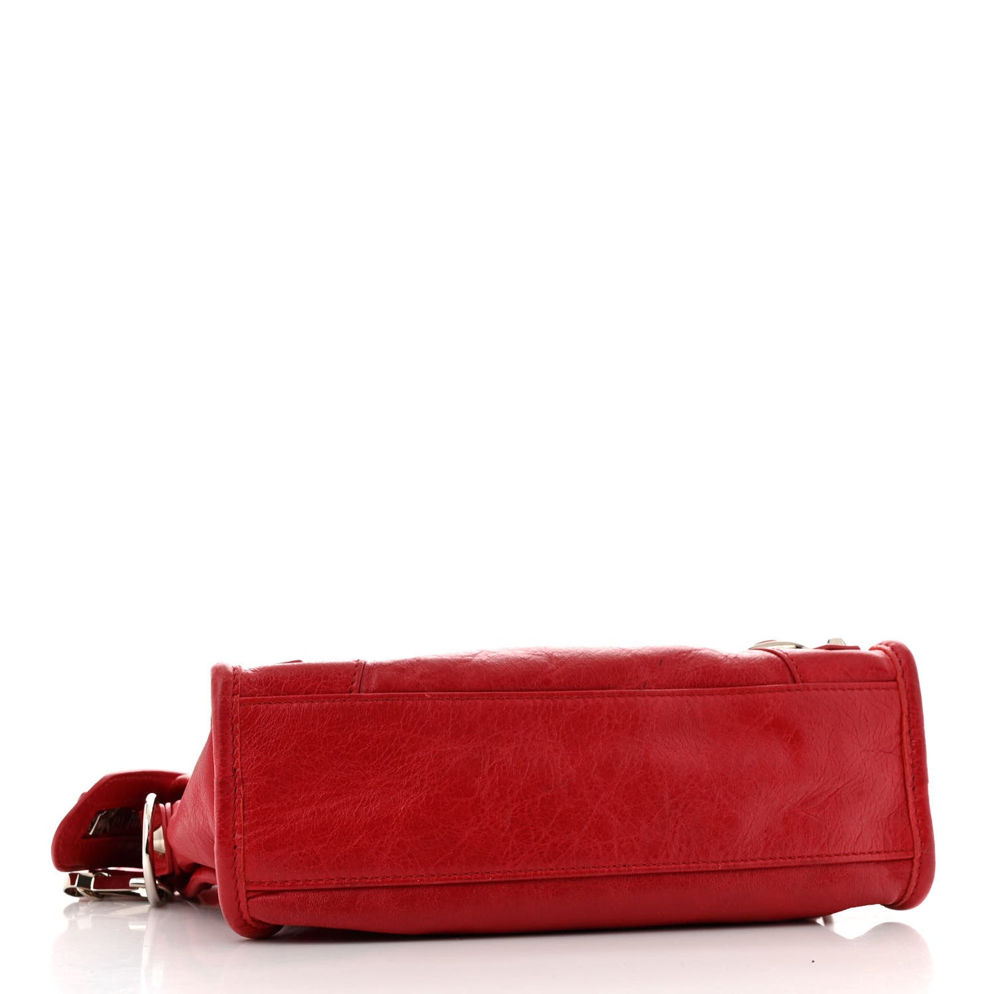 Agneau Classic Silver Hardware Mini City Logo Strap Red Black