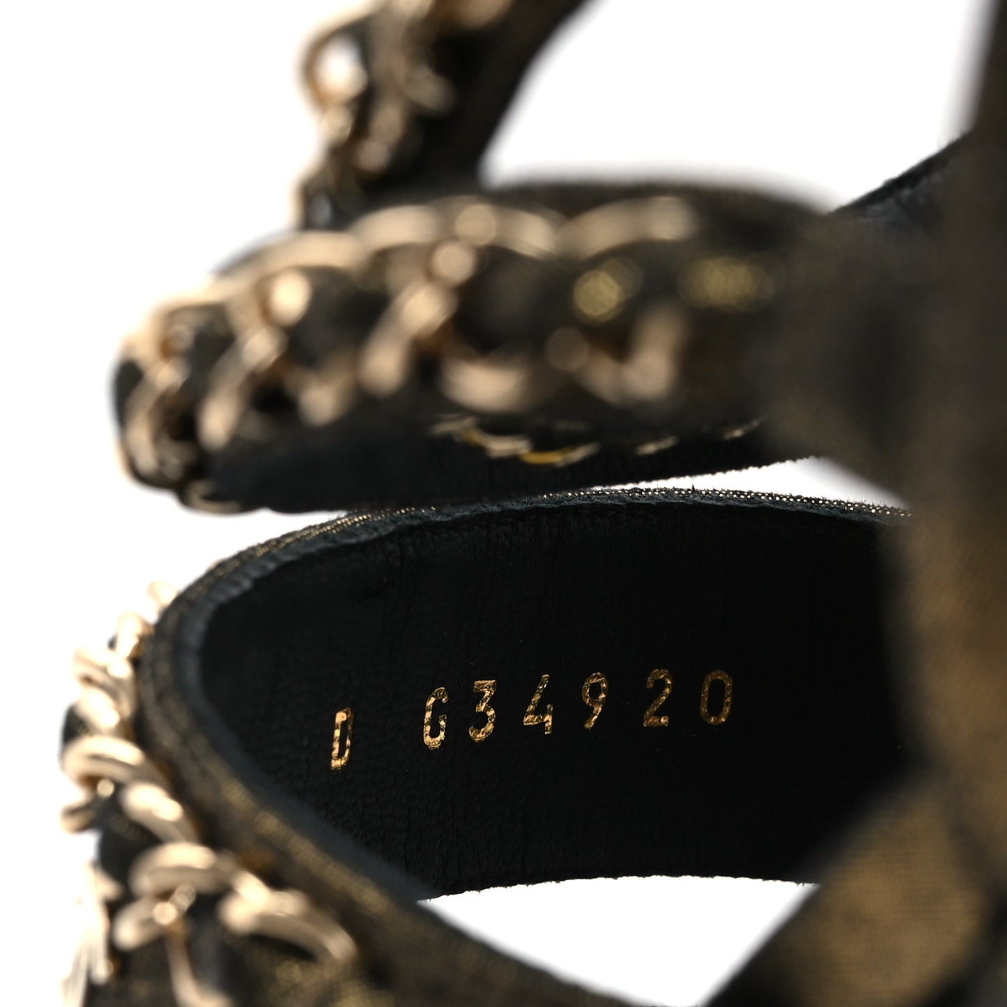 Suede Laminated Lambskin Gladiator Chain Sandals 36.5 Dark Gold