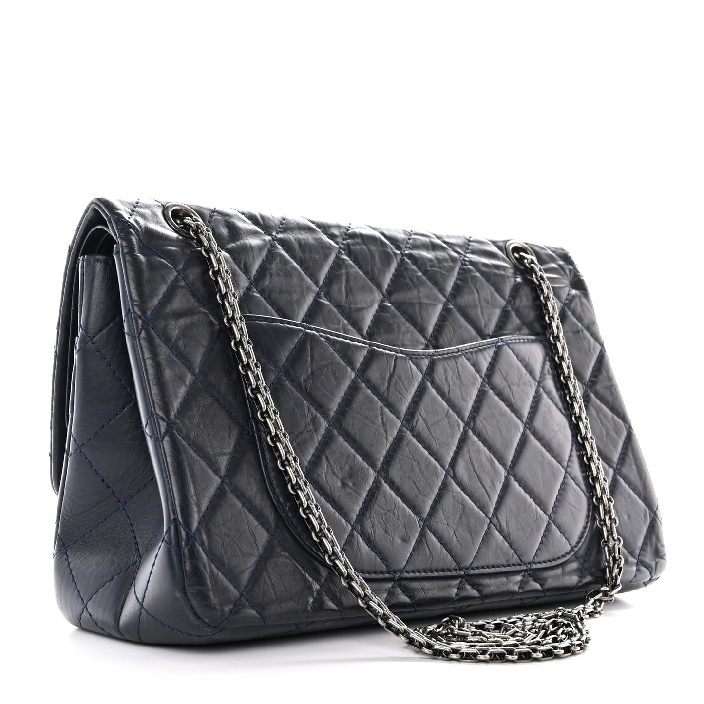 Aged Calfskin Quilted 2.55 Reissue 227 Flap Navy