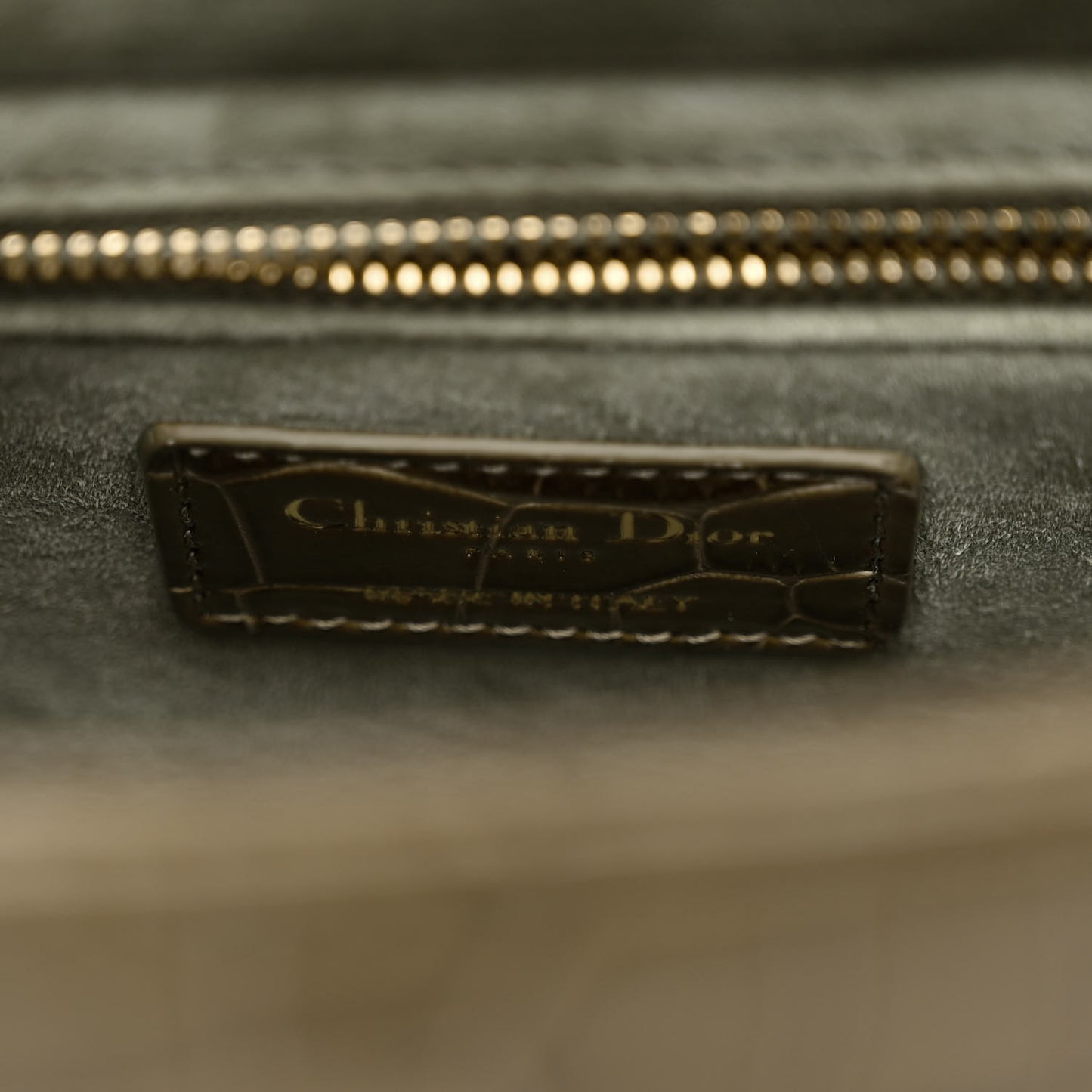 Alligator Swarovski Crystal Small Lady Dior Green