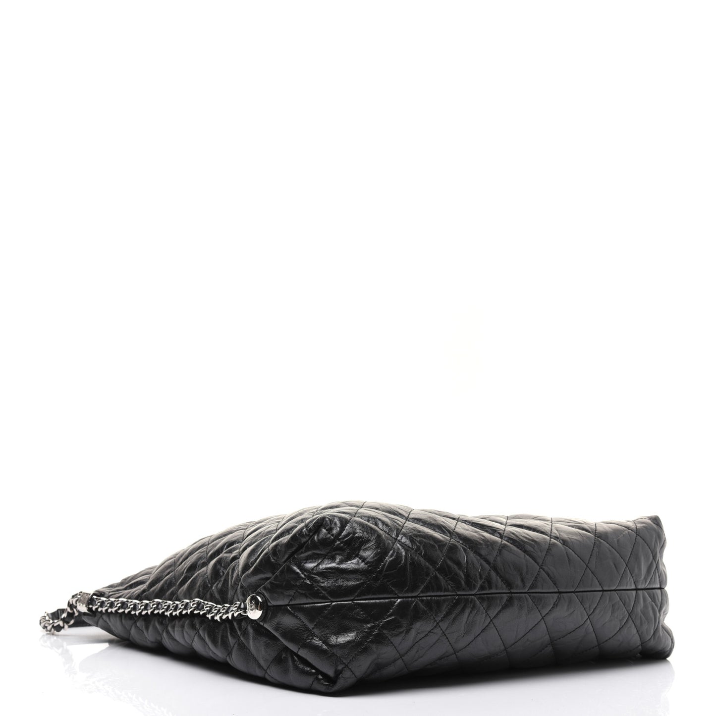 Metallic Crackled Calfskin Quilted Large Big Bang Hobo Black