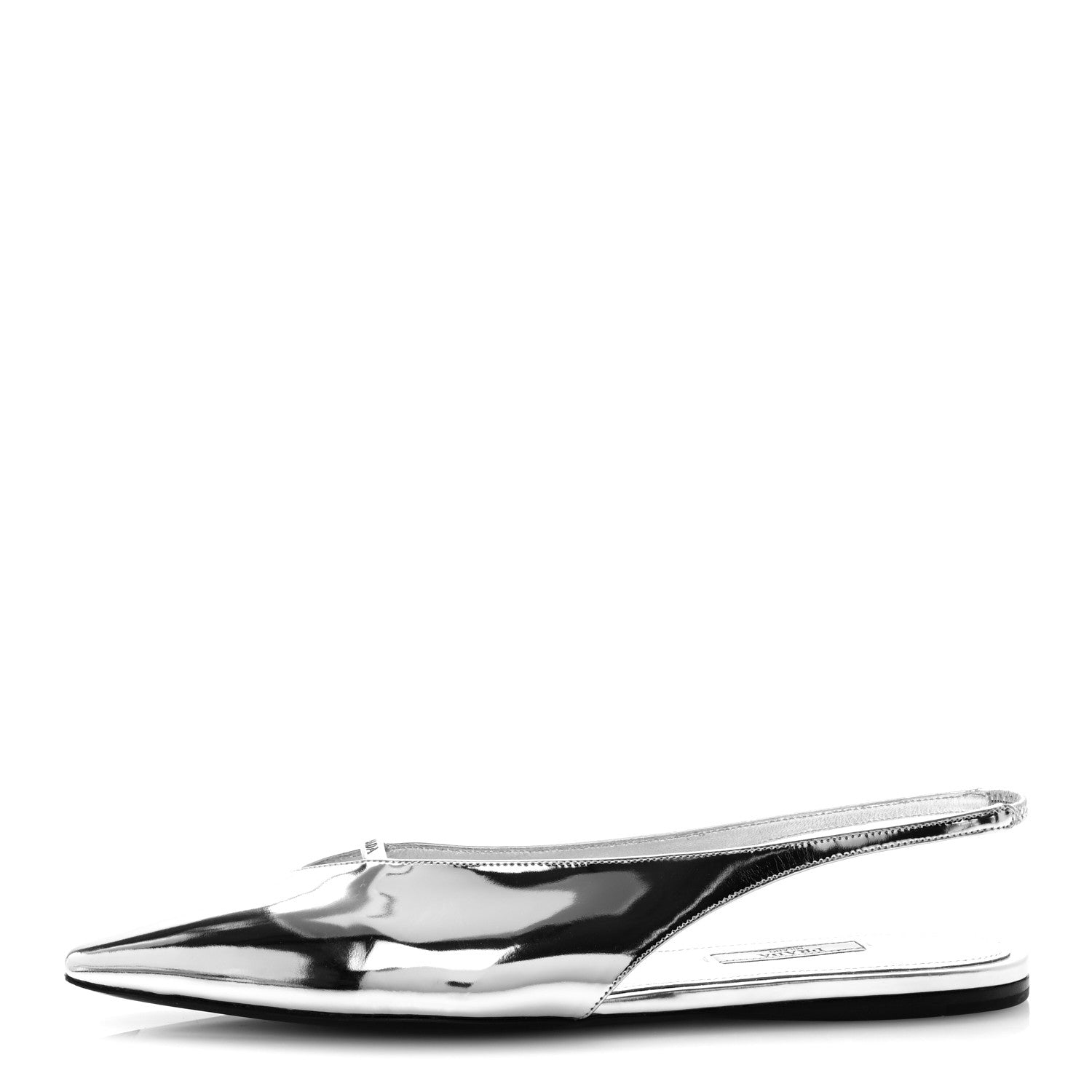Prada Metallic Calfskin Slingback Ballerinas 39.5 Silver 1809936