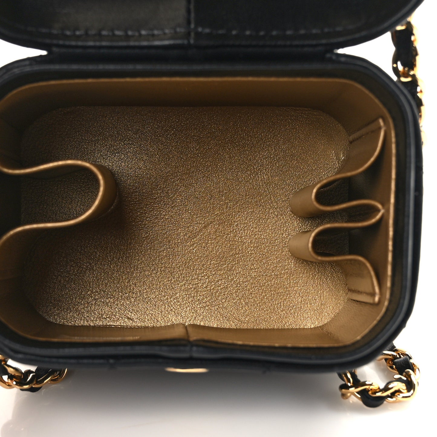 Lambskin Quilted Vanity Clutch With Chain Black
