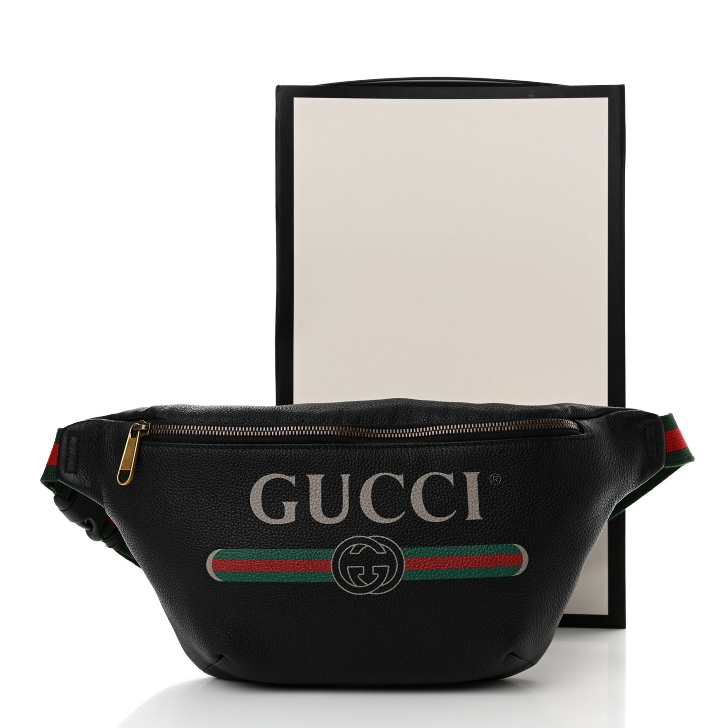 Grained Calfskin Logo Belt Bag Black
