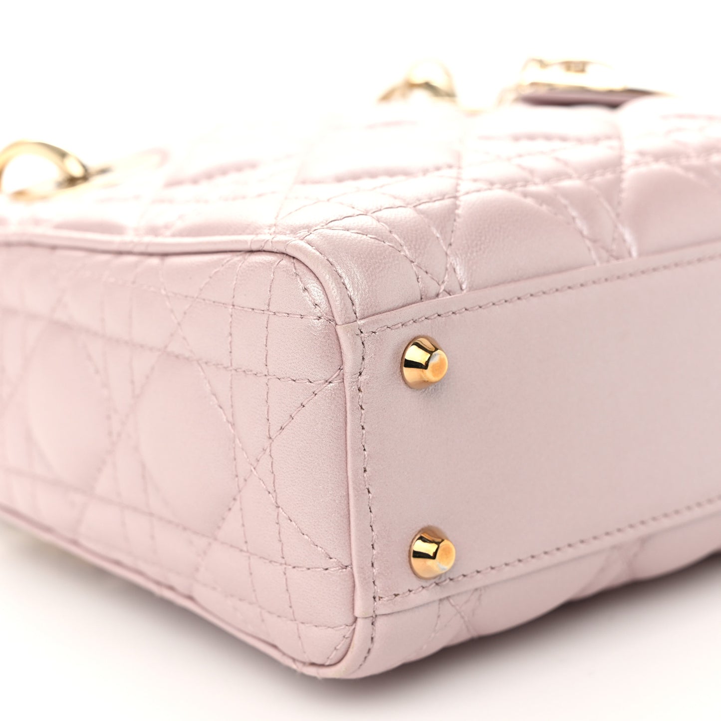 Metallic Lambskin Cannage Mini Lady Dior Lotus