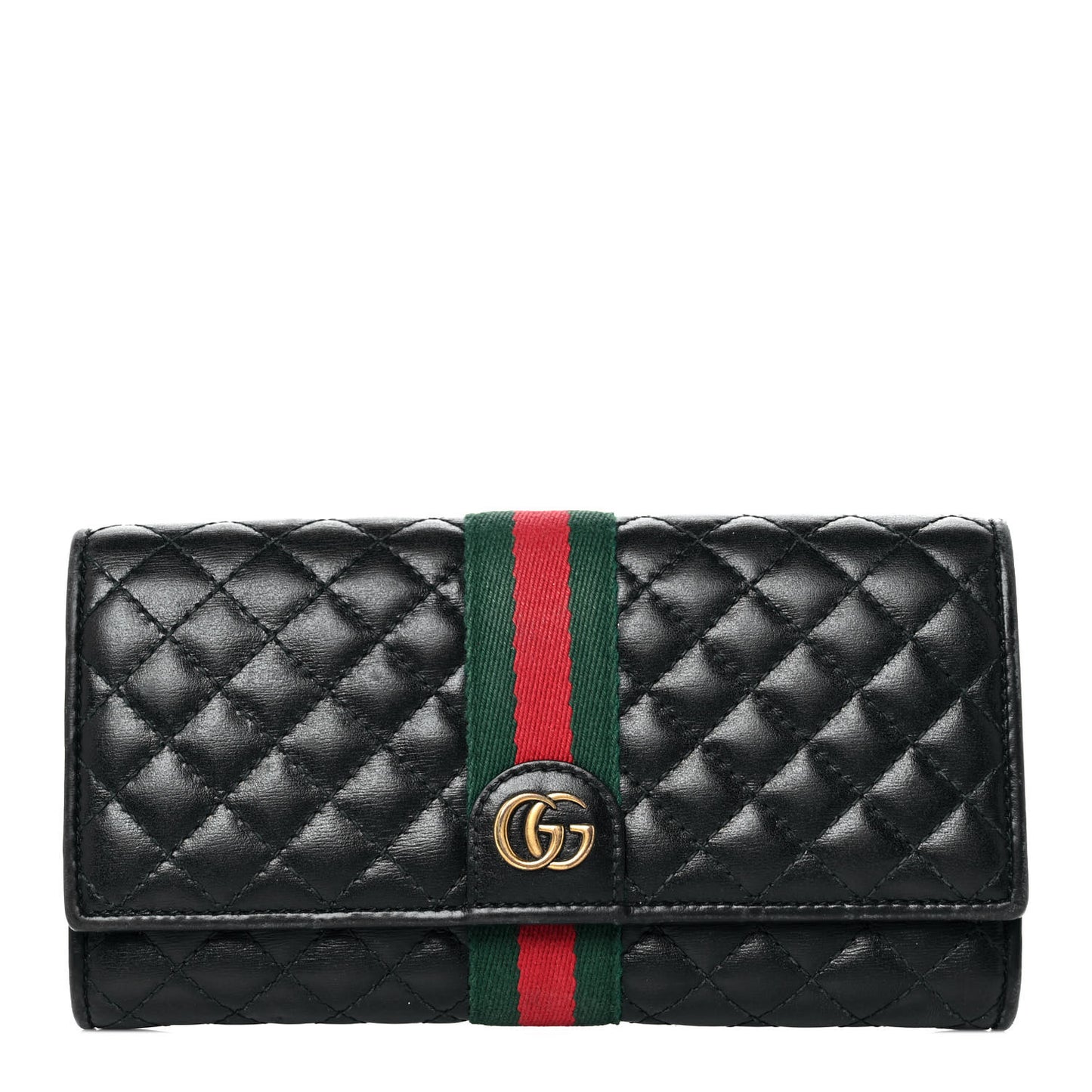 Calfskin Web Trapuntata GG Continental Wallet Black