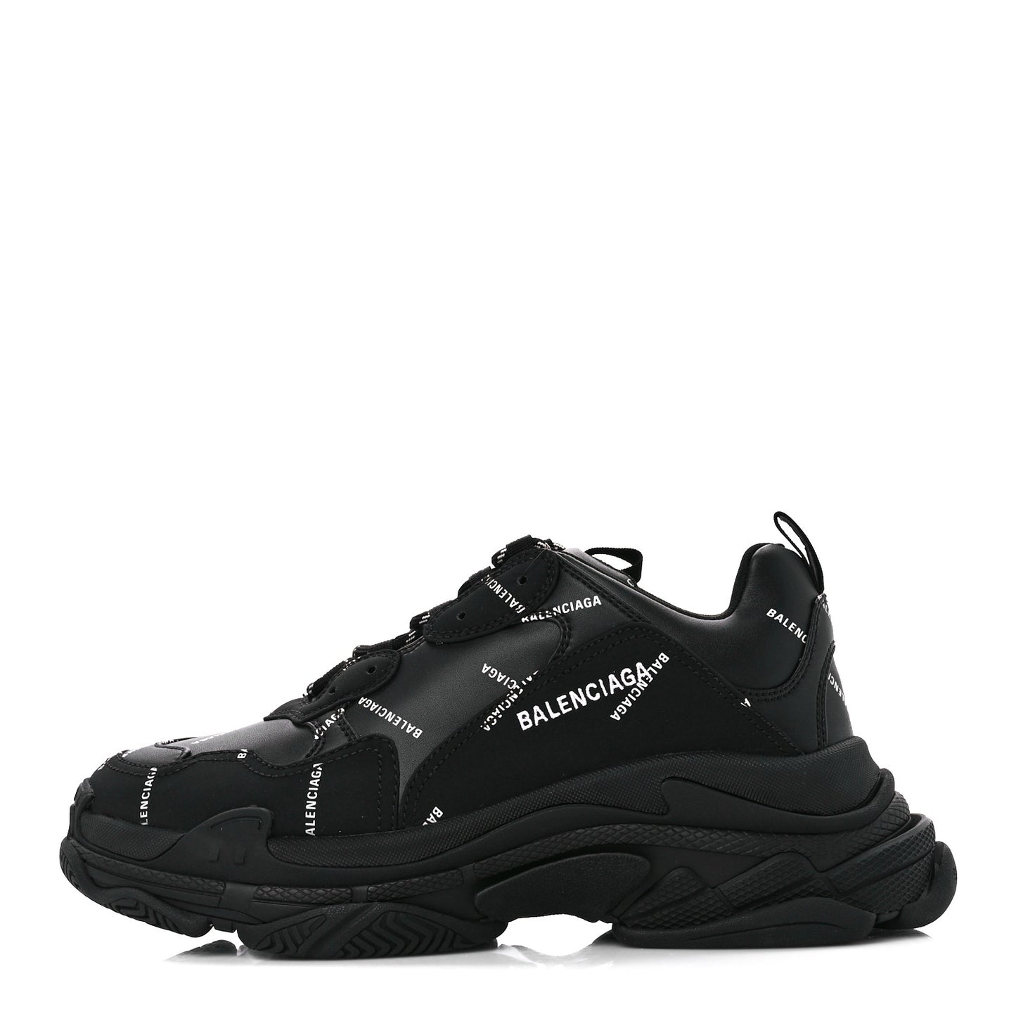 Technical Fabric Allover Logo Mens Triple S Sneakers 44 Black White