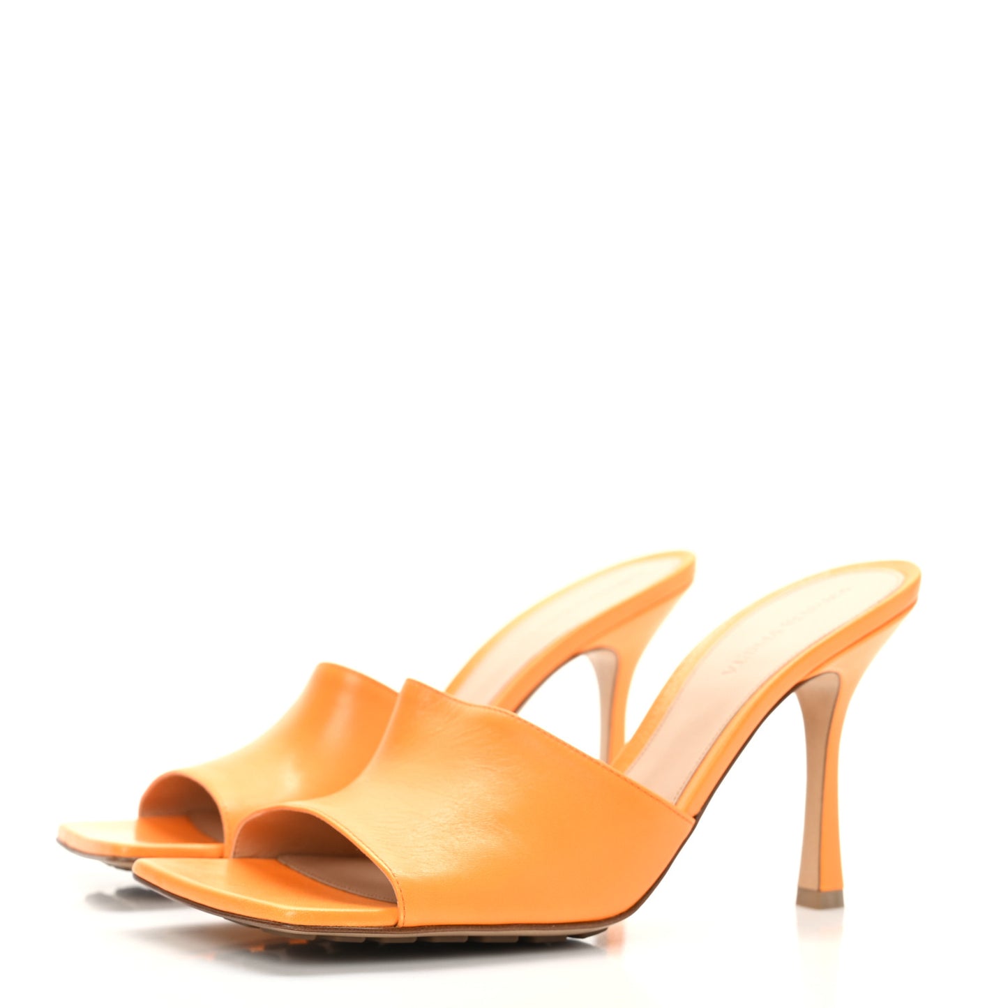 Lambskin Stretch 90mm Mule Sandals 40.5 Tangerine