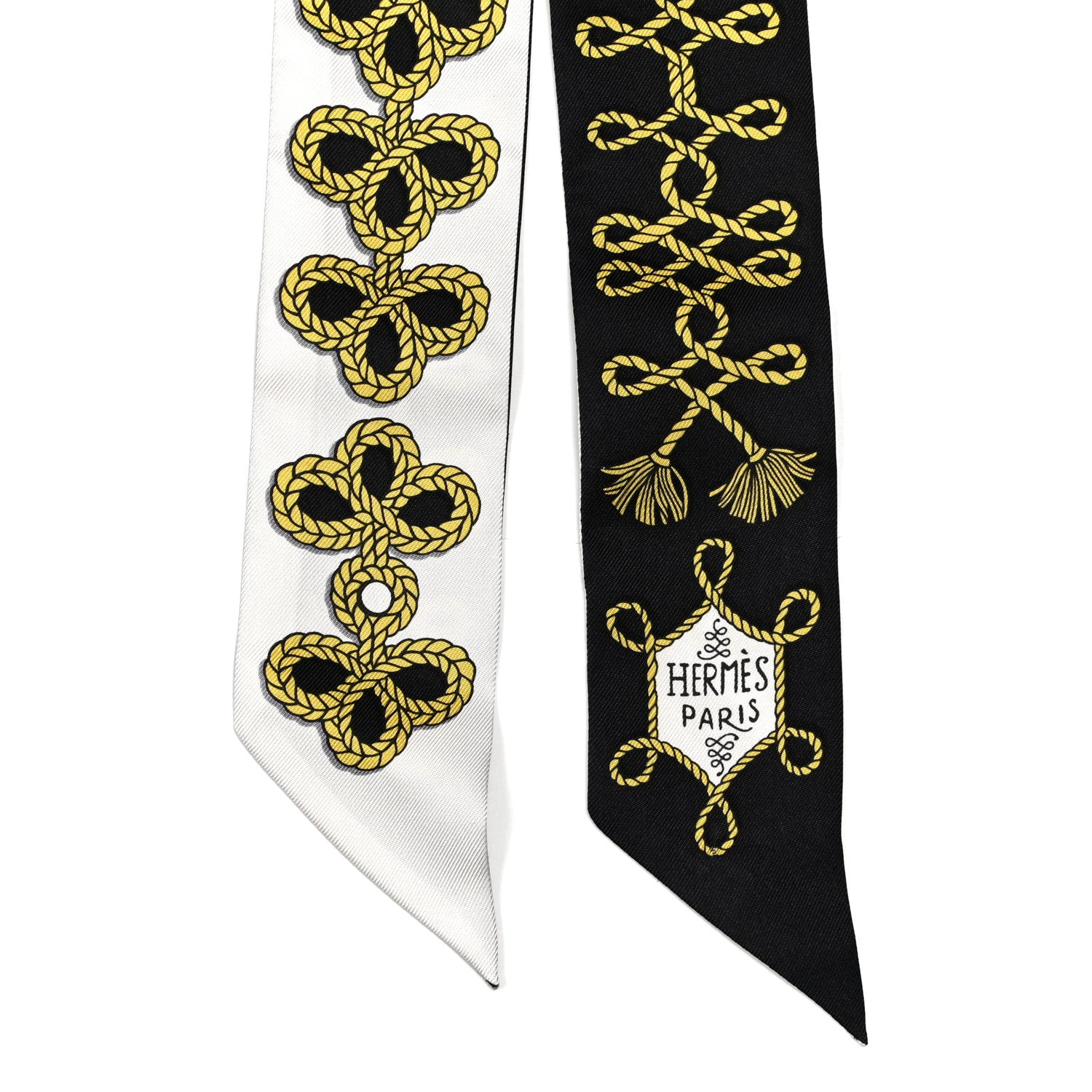 Hermes Silk Galons Et Brandebourg Twilly Black Gold White 2 of 5