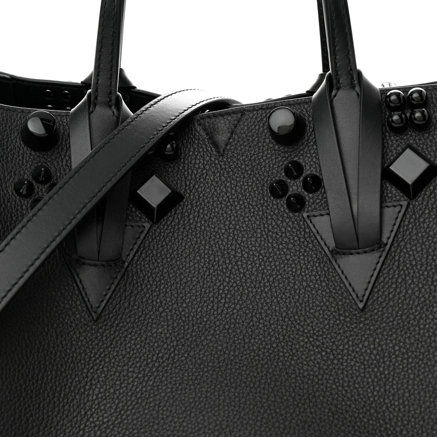 Calfskin Empire Spike Studded Small Cabachic Tote Black