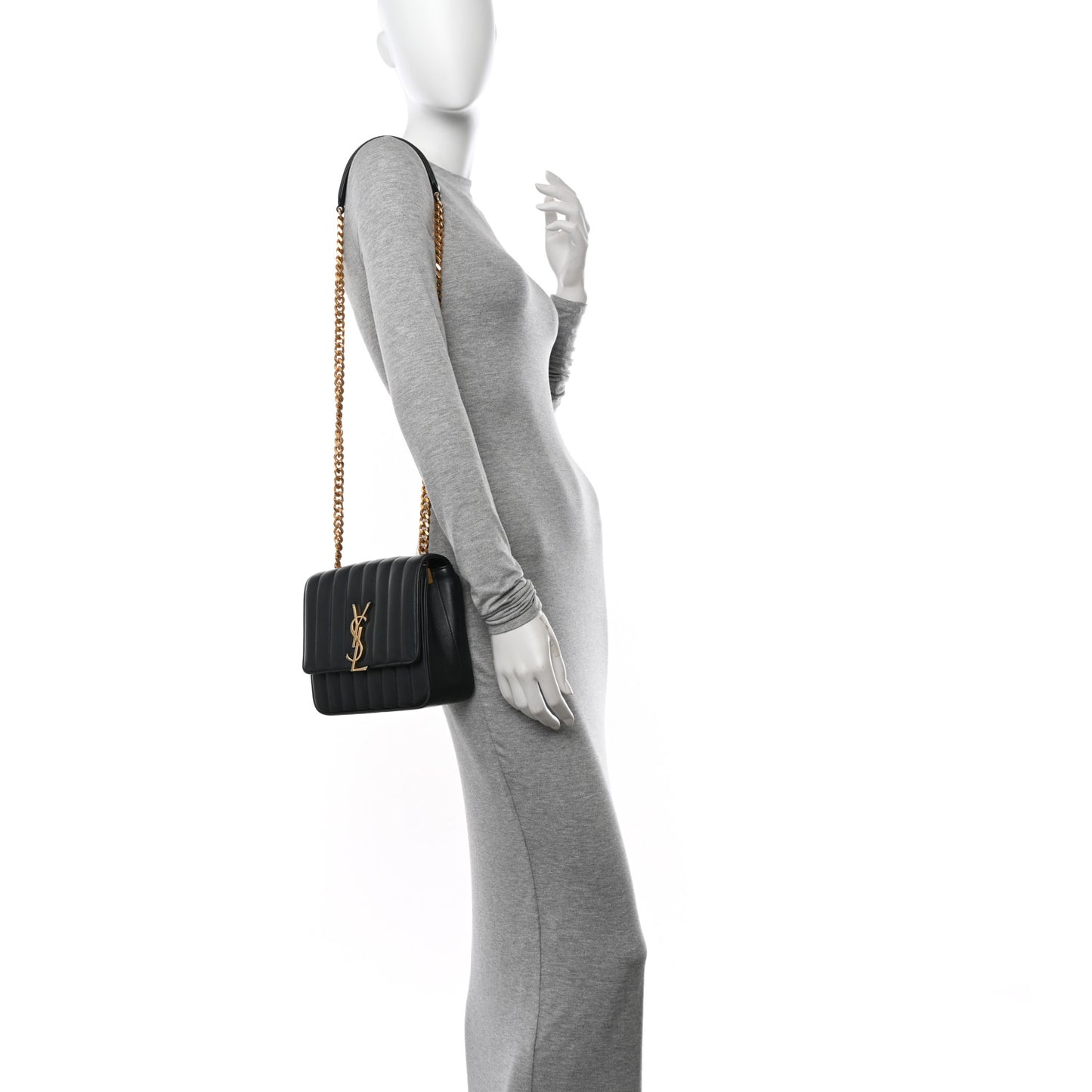 Lambskin Matelasse Monogram Medium Vicky Chain Bag Algae