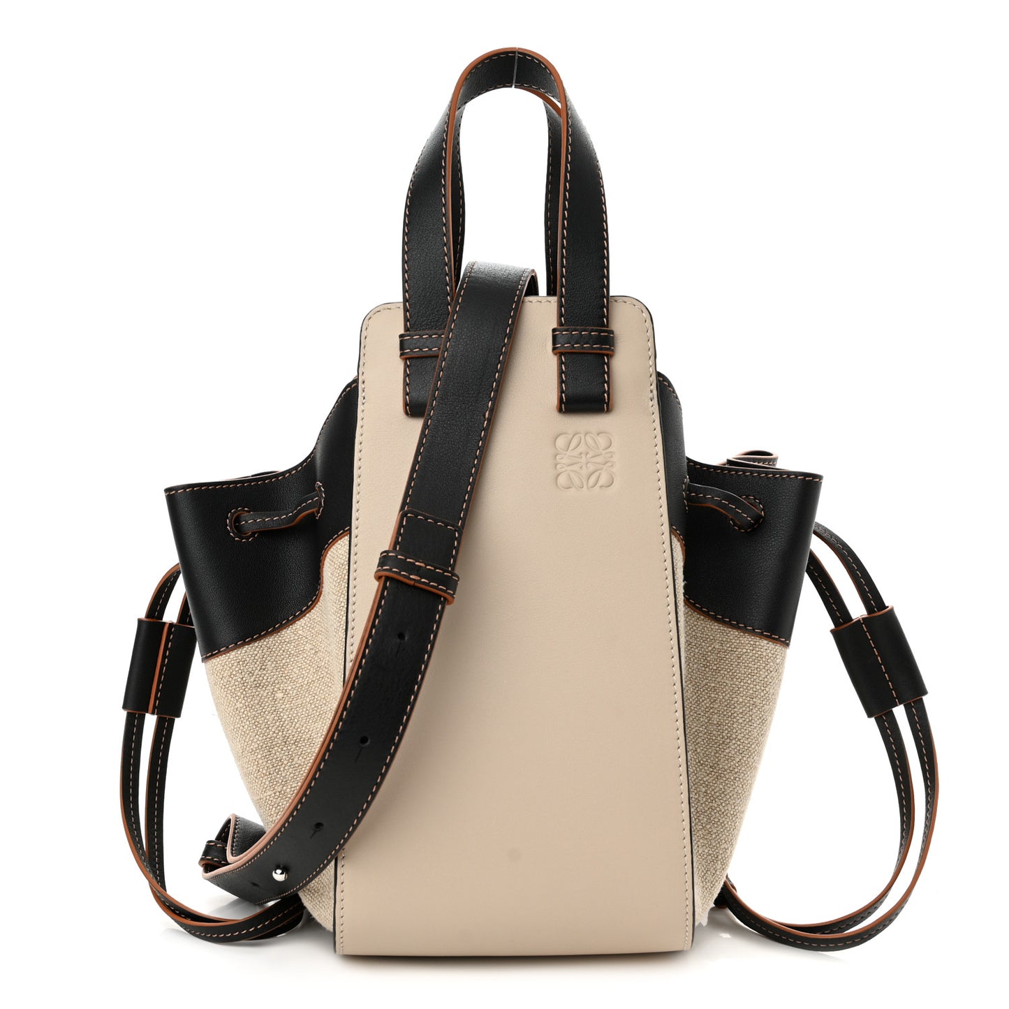 Calfskin Canvas Small Hammock Shoulder Bag Mink Black
