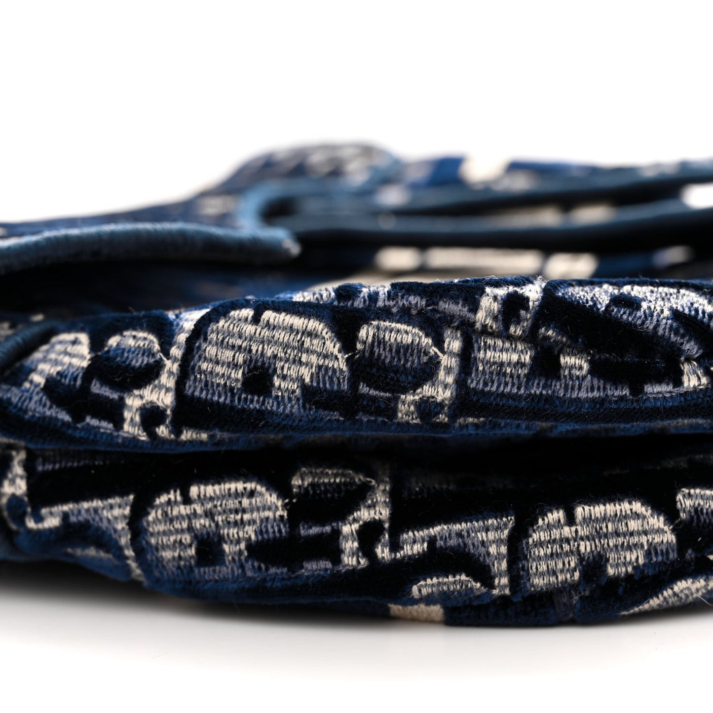 Velvet Oblique Saddle Bag Blue