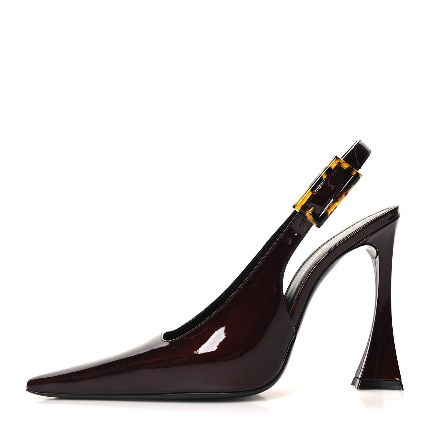 Patent Calfskin Dune Slingback Pumps 40 Wood