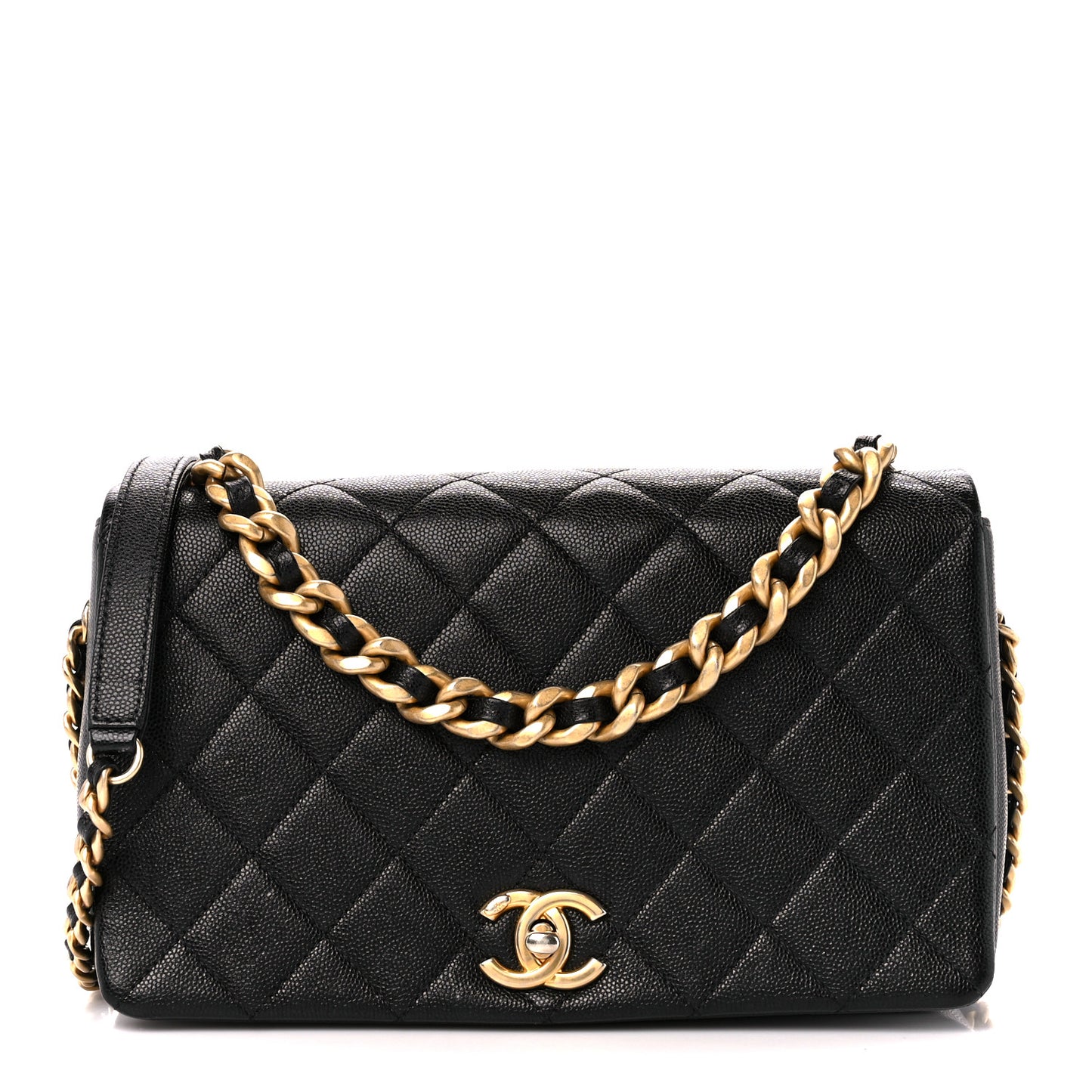 Caviar Quilted Medium Fashion Therapy Flap Bag Black