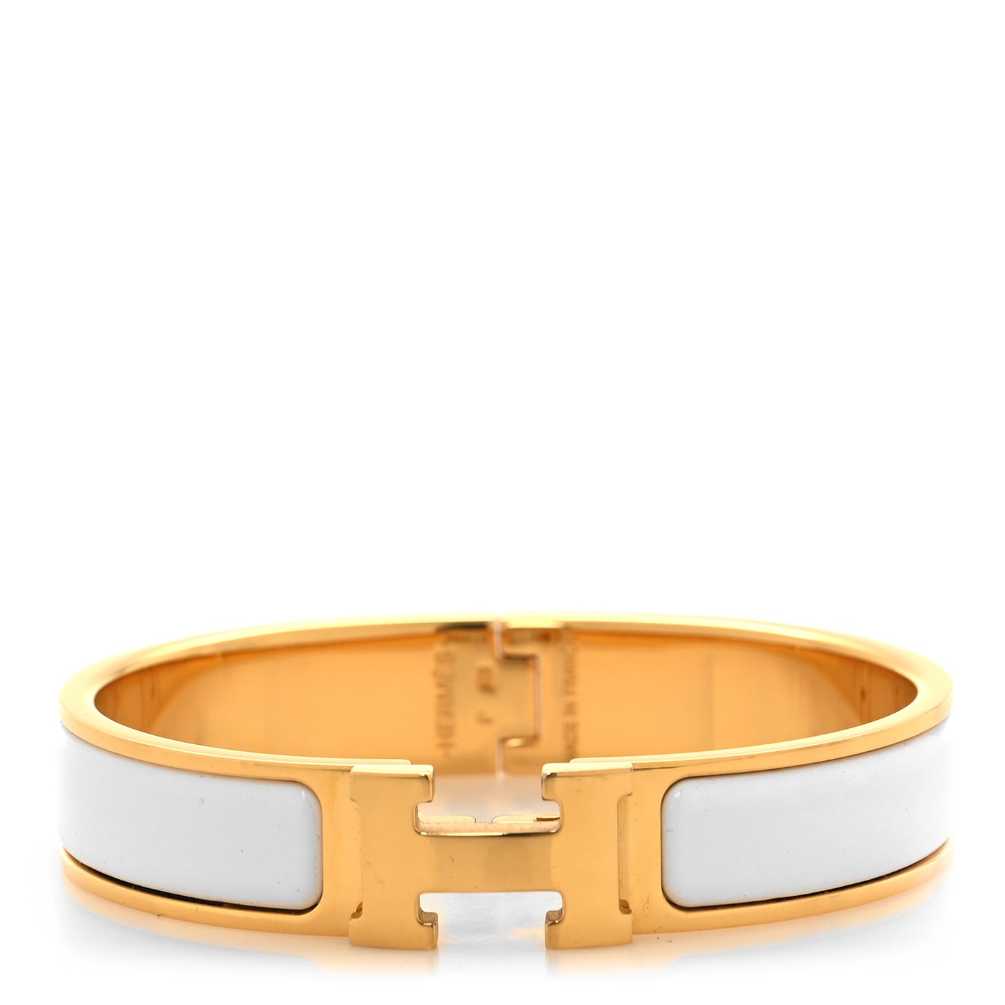 Enamel Narrow Clic Clac H Bracelet PM White