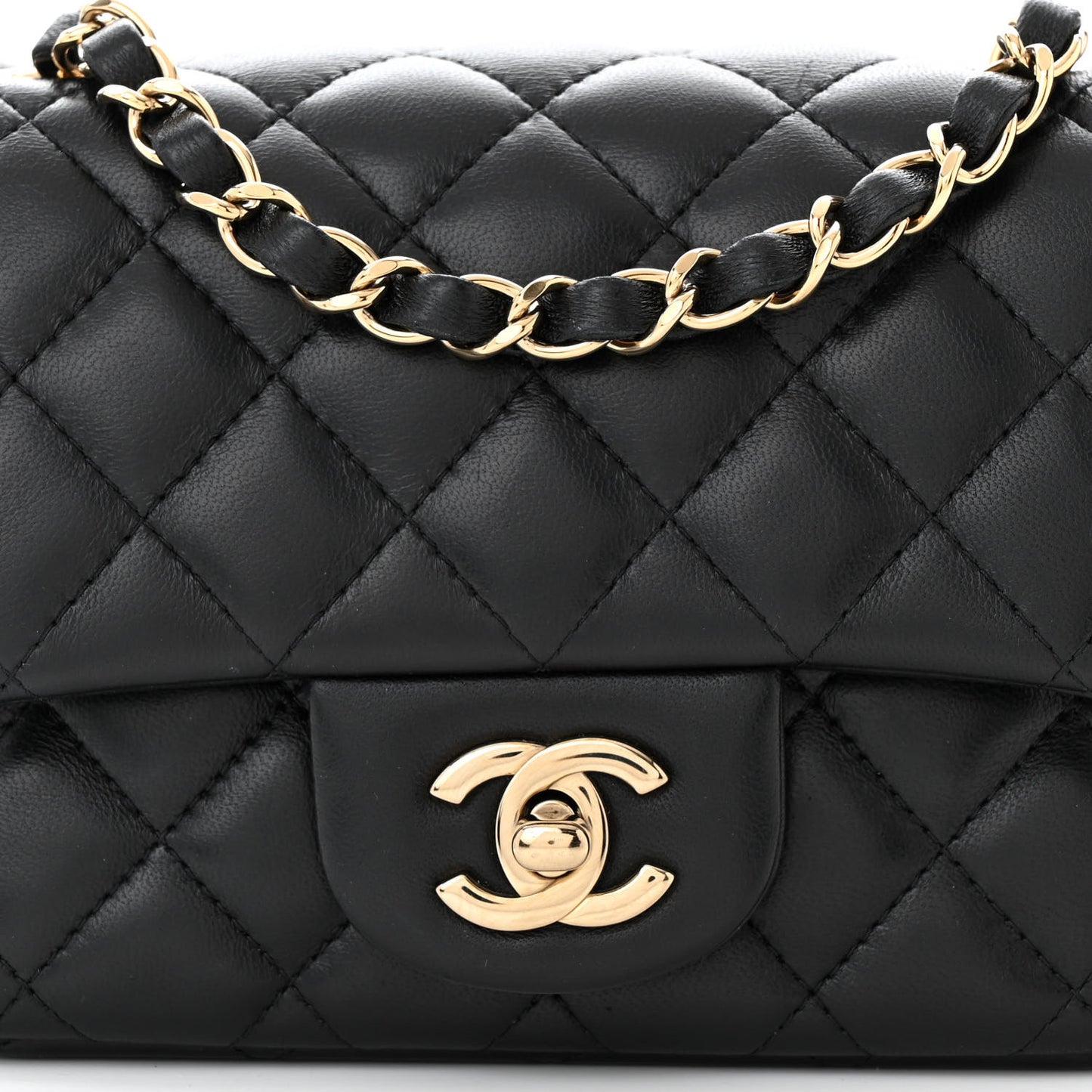 Lambskin Quilted Mini Square Flap Black
