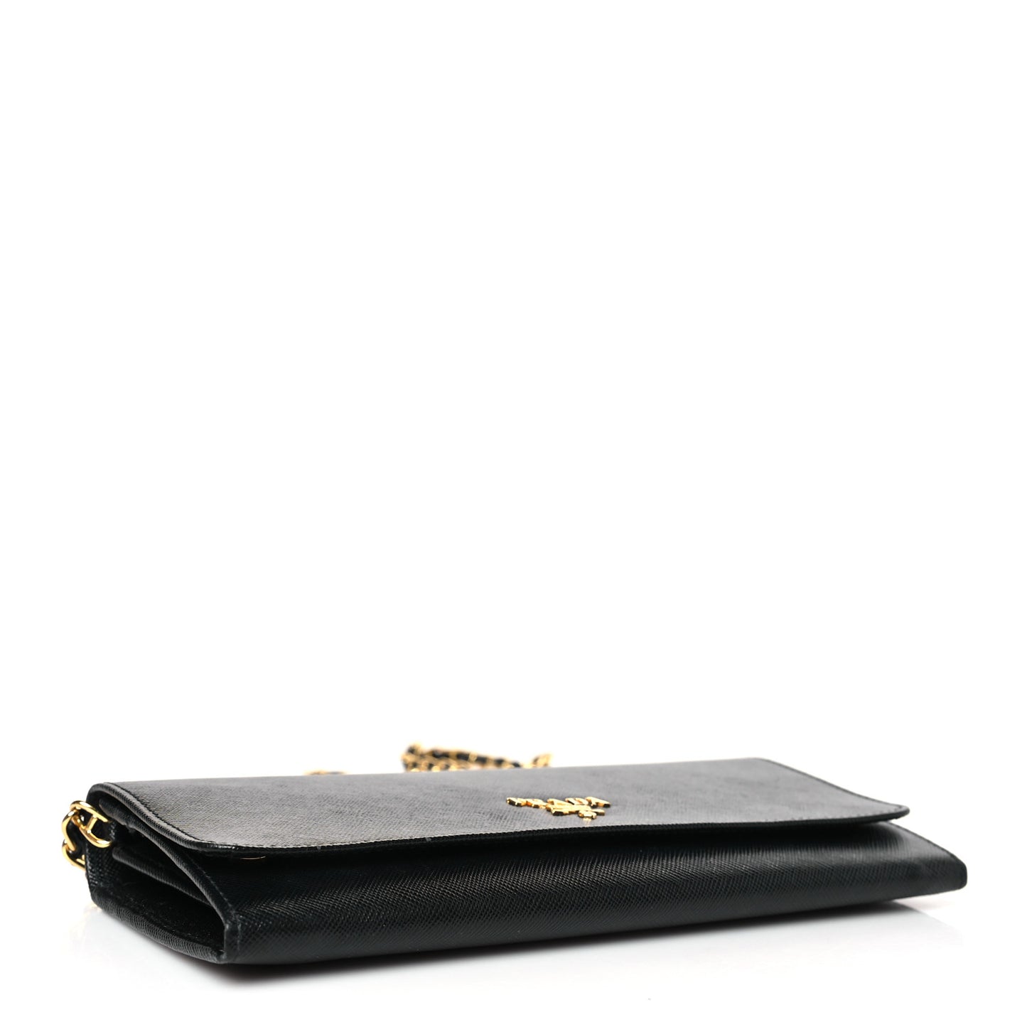Saffiano Metal Oro Chain Wallet Black