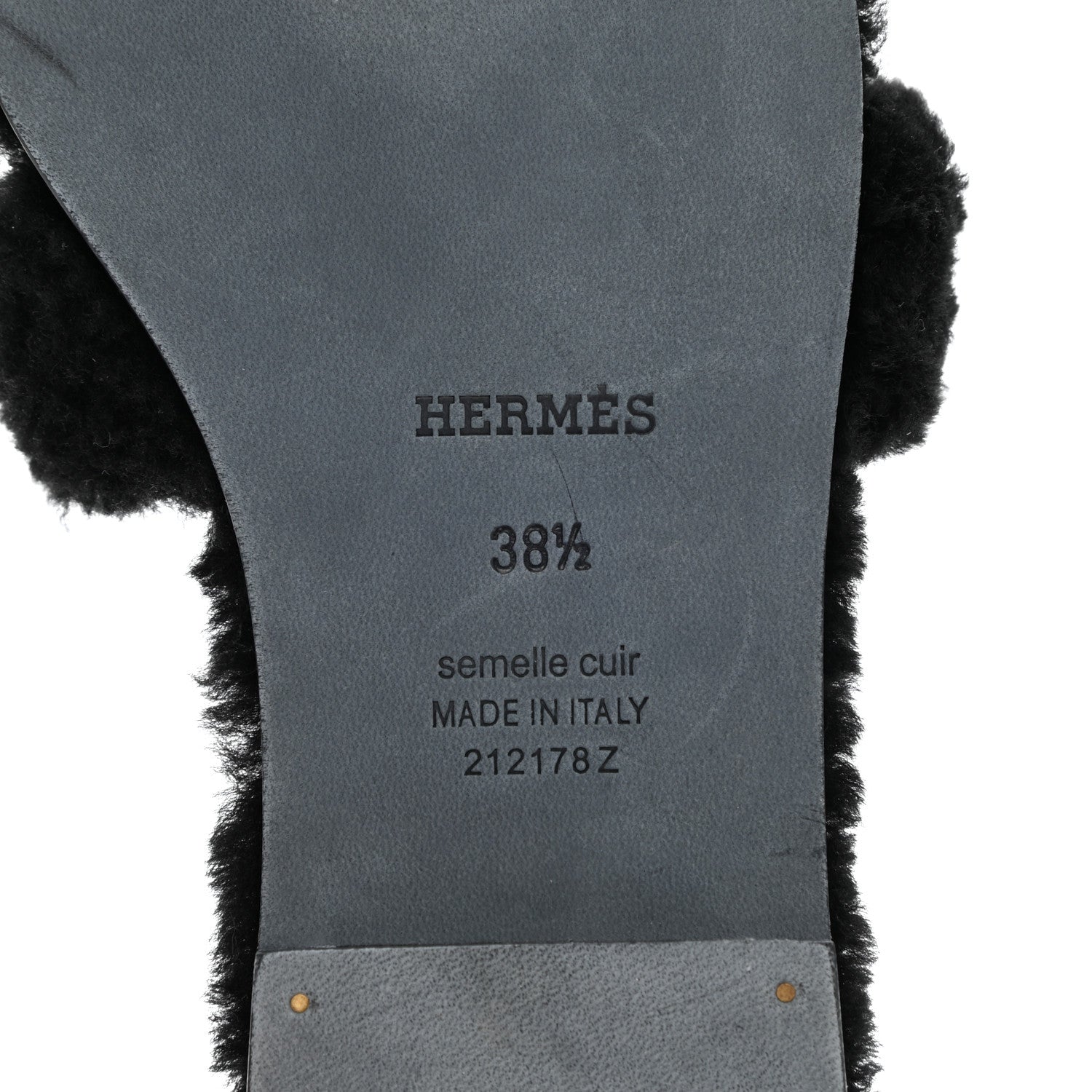 Hermes Woolskin Oran Sandals 38.5 Black 5 of 7