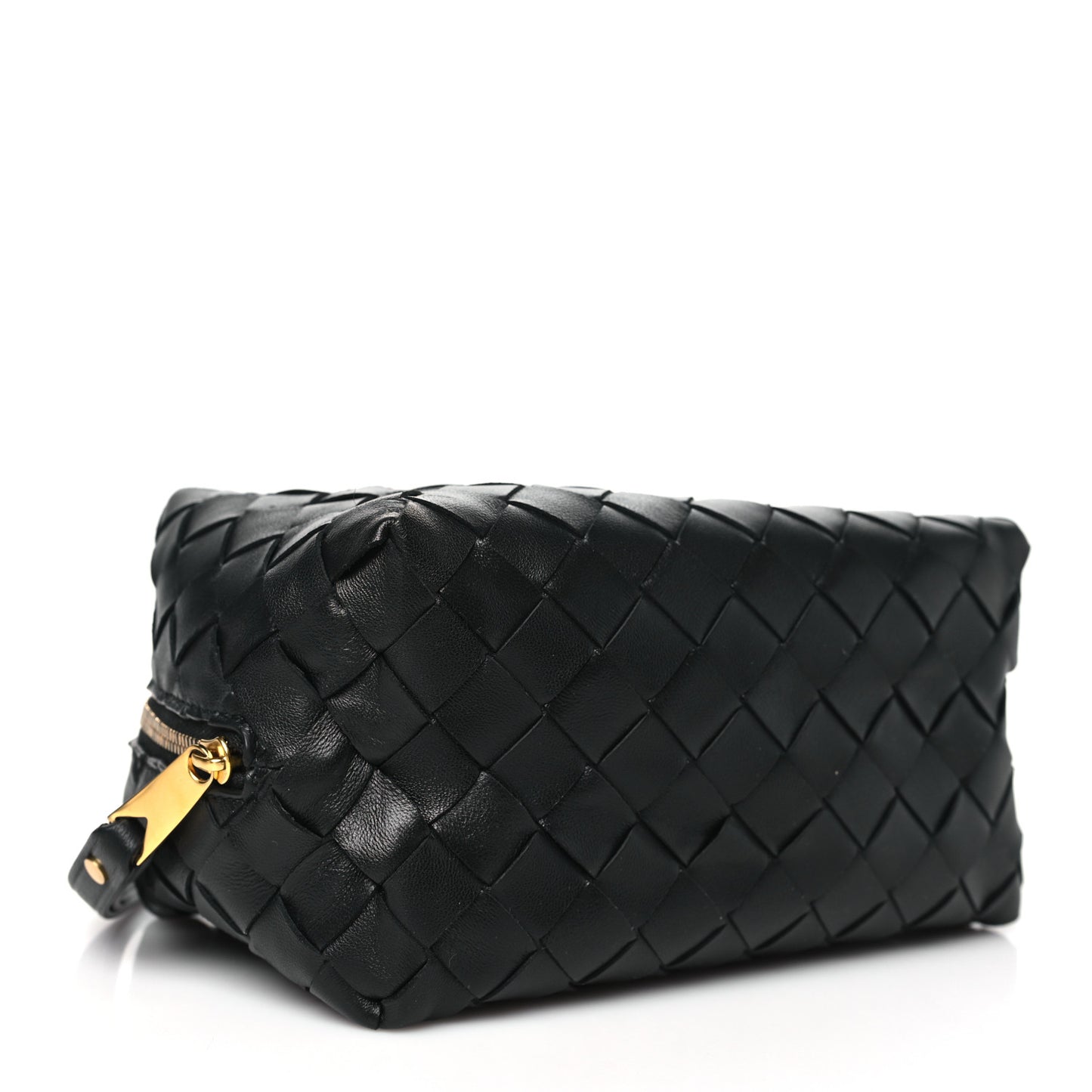 Nappa Intrecciato Zip Wristlet Clutch Black