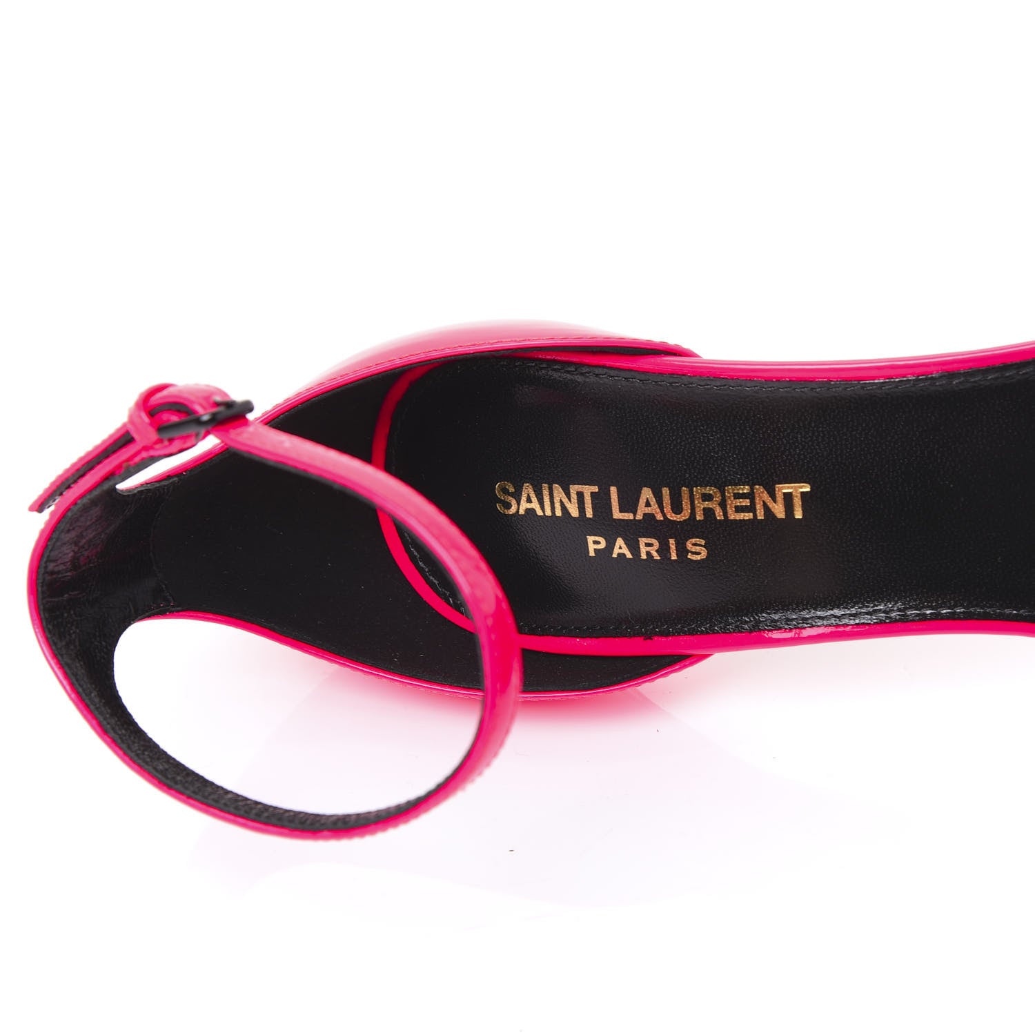 Saint Laurent Patent Calfskin Amber 105 Ankle Strap Sandals 37.5 Fuchsia Fluo 7 of 9