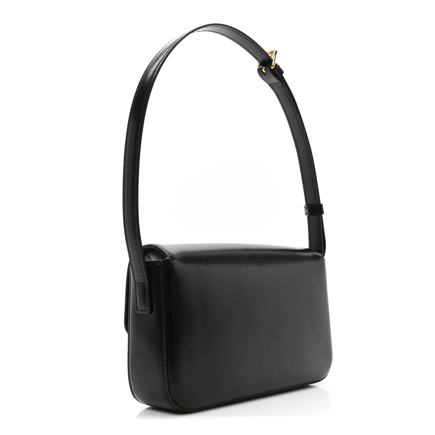 Celine Shiny Calfskin Triomphe Shoulder Bag Black 3 of 10