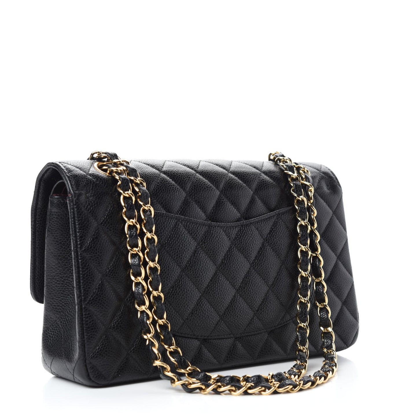 Caviar Quilted Medium Double Flap Black