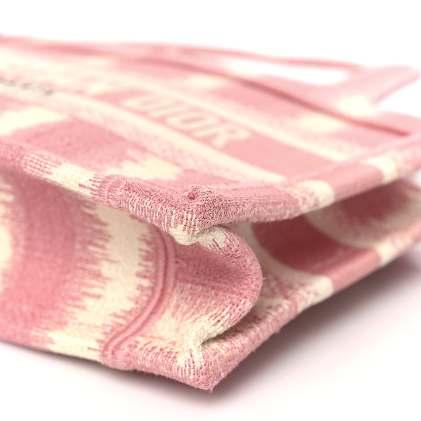 Canvas Embroidered Mini Striped Book Tote Pink Multicolor