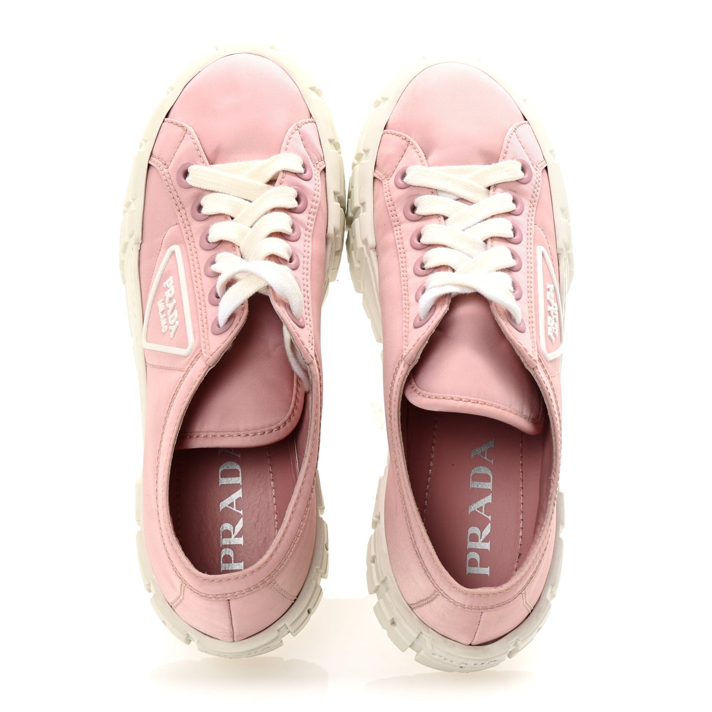 Re-Nylon Gabardine Triangle Logo Double Wheel 50mm Sneakers 37.5 Alabastro