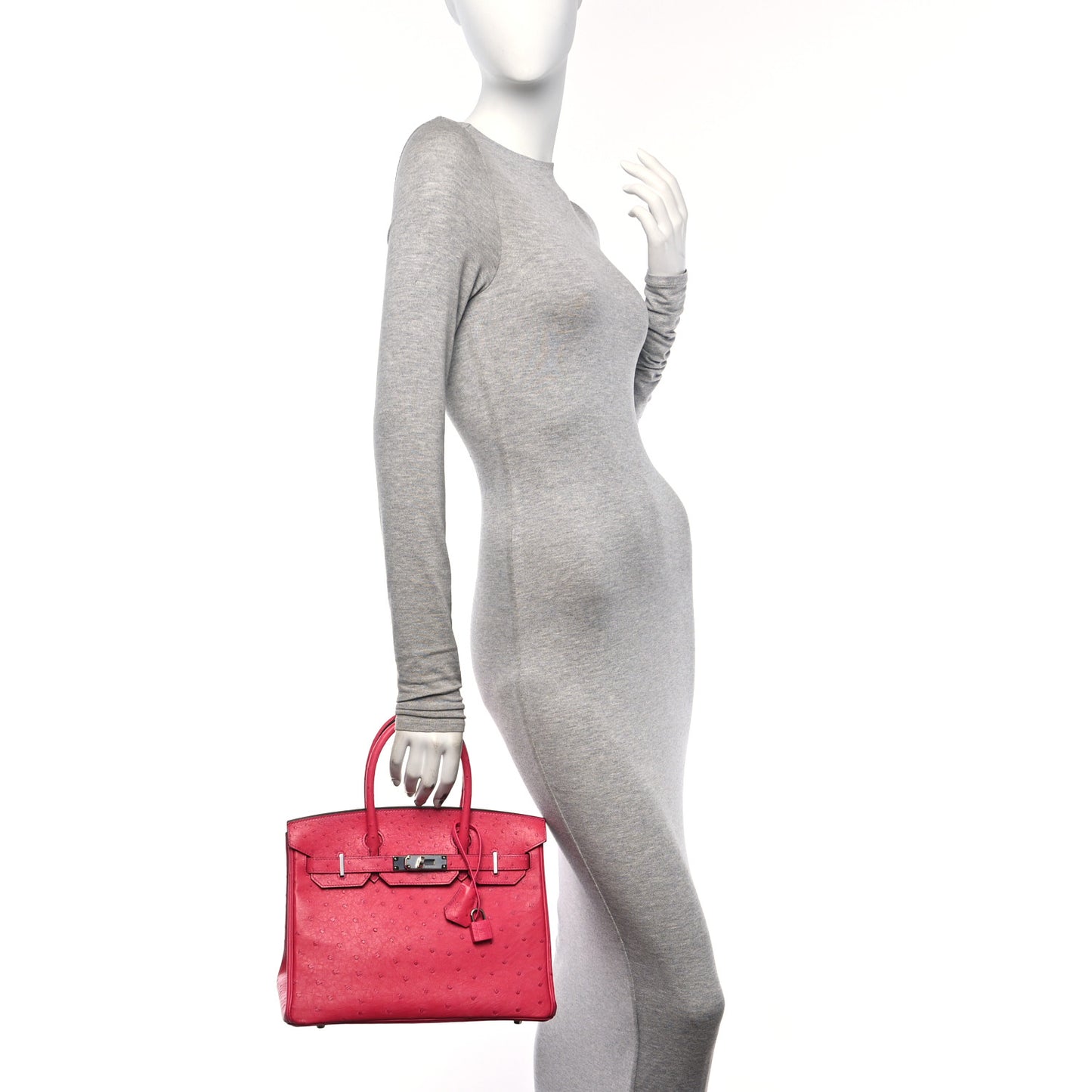 Ostrich Birkin 30 Rose Tyrien