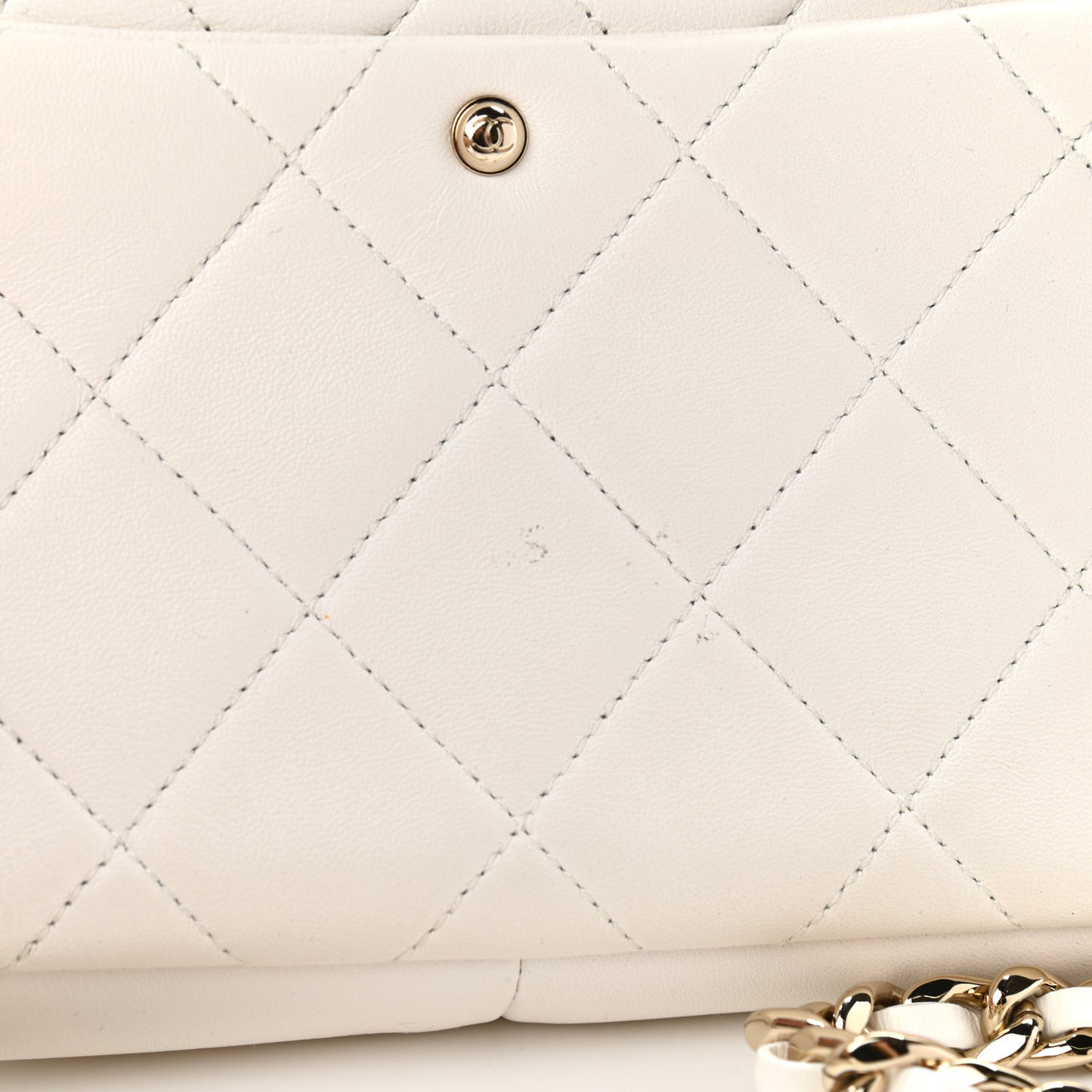 Lambskin Quilted Resin Bi-Color Chain Flap Bag White