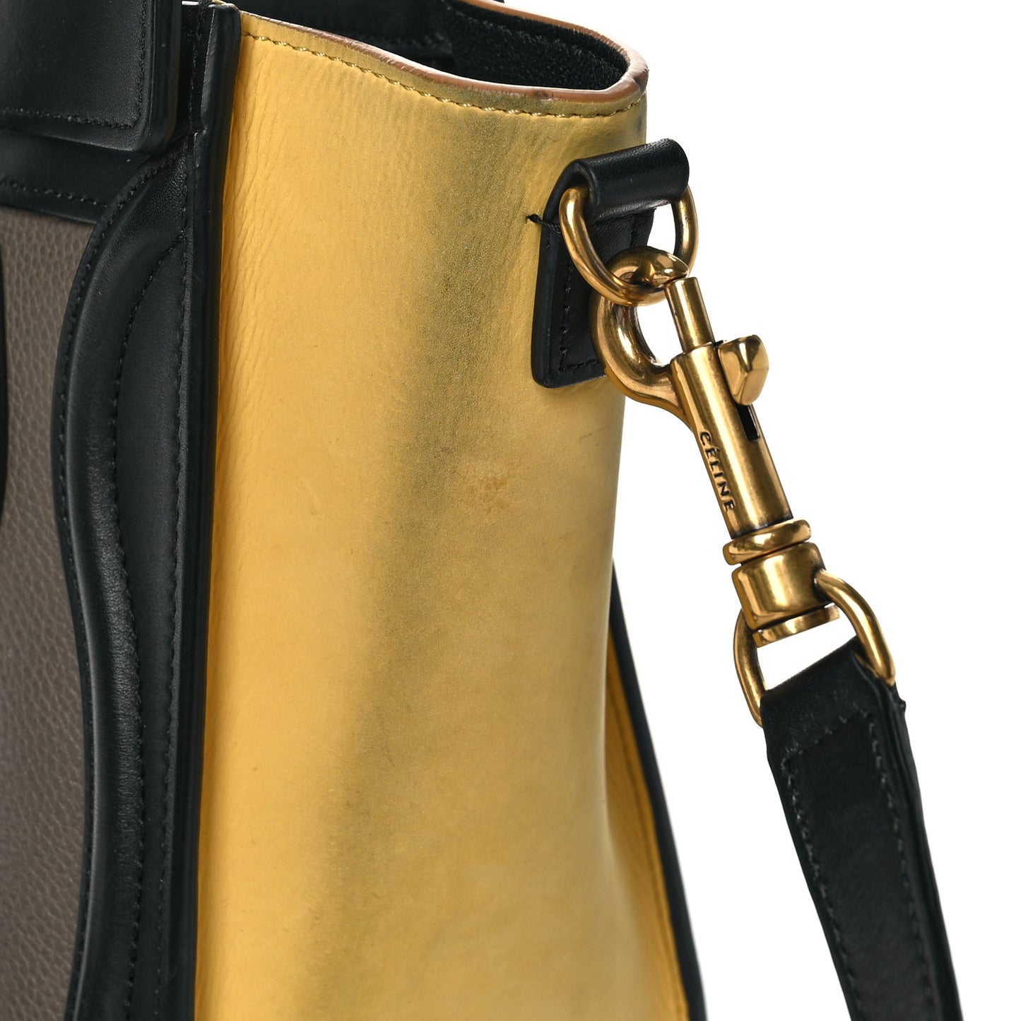 Drummed Calfskin Suede Nano Tri-Color Luggage Amber