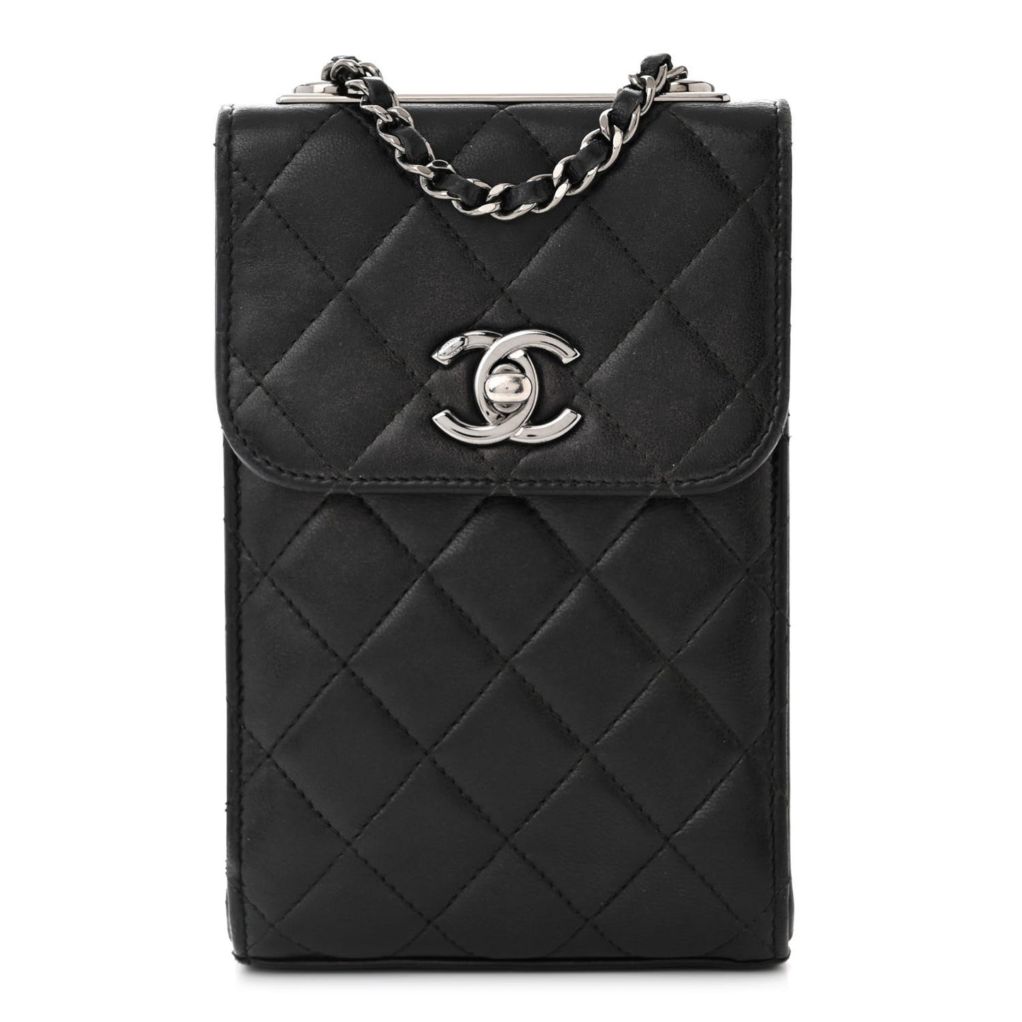 Lambskin Quilted Trendy CC Phone Holder Black