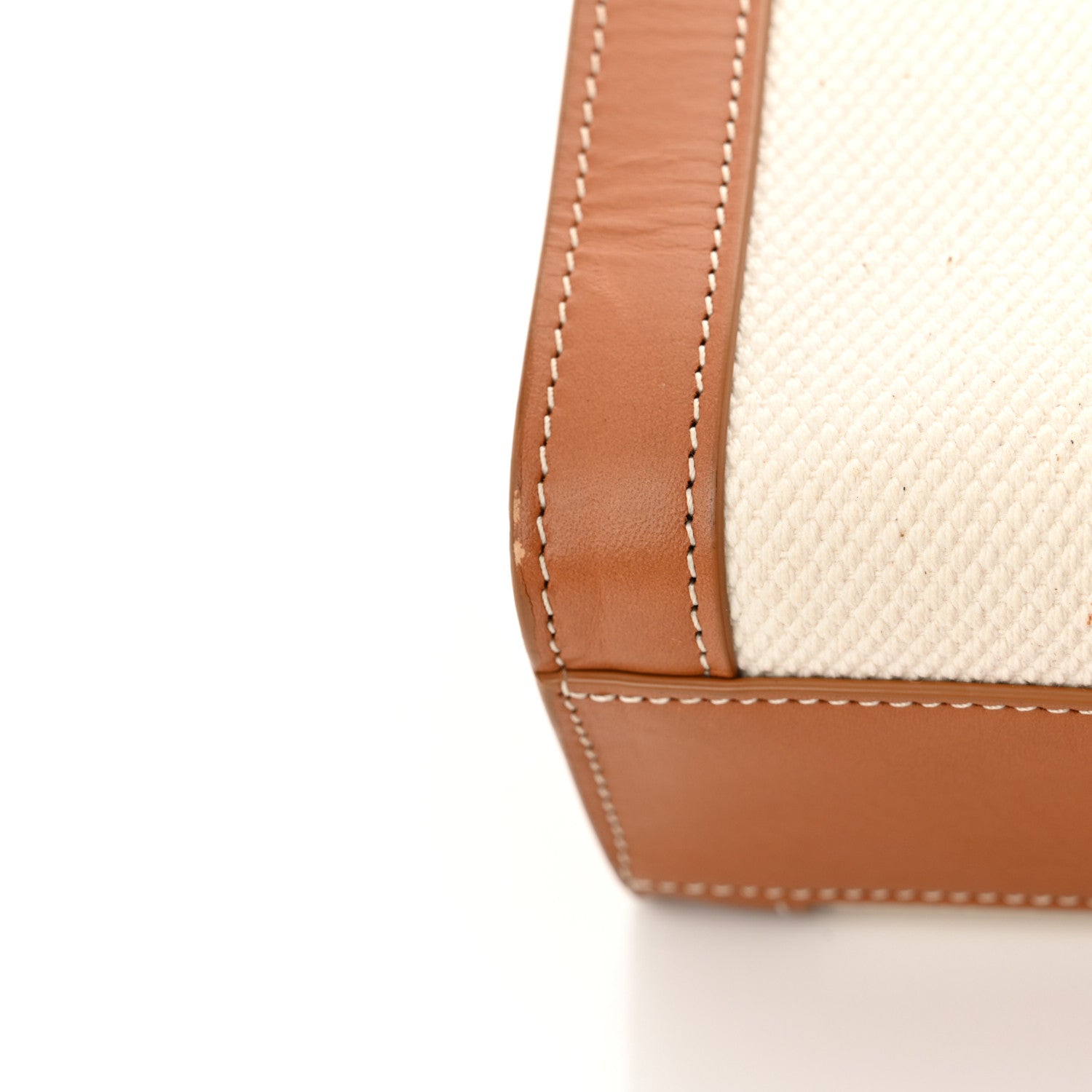 Celine Canvas Calfskin Logo Print Small Vertical Cabas Natural Tan 12 of 13
