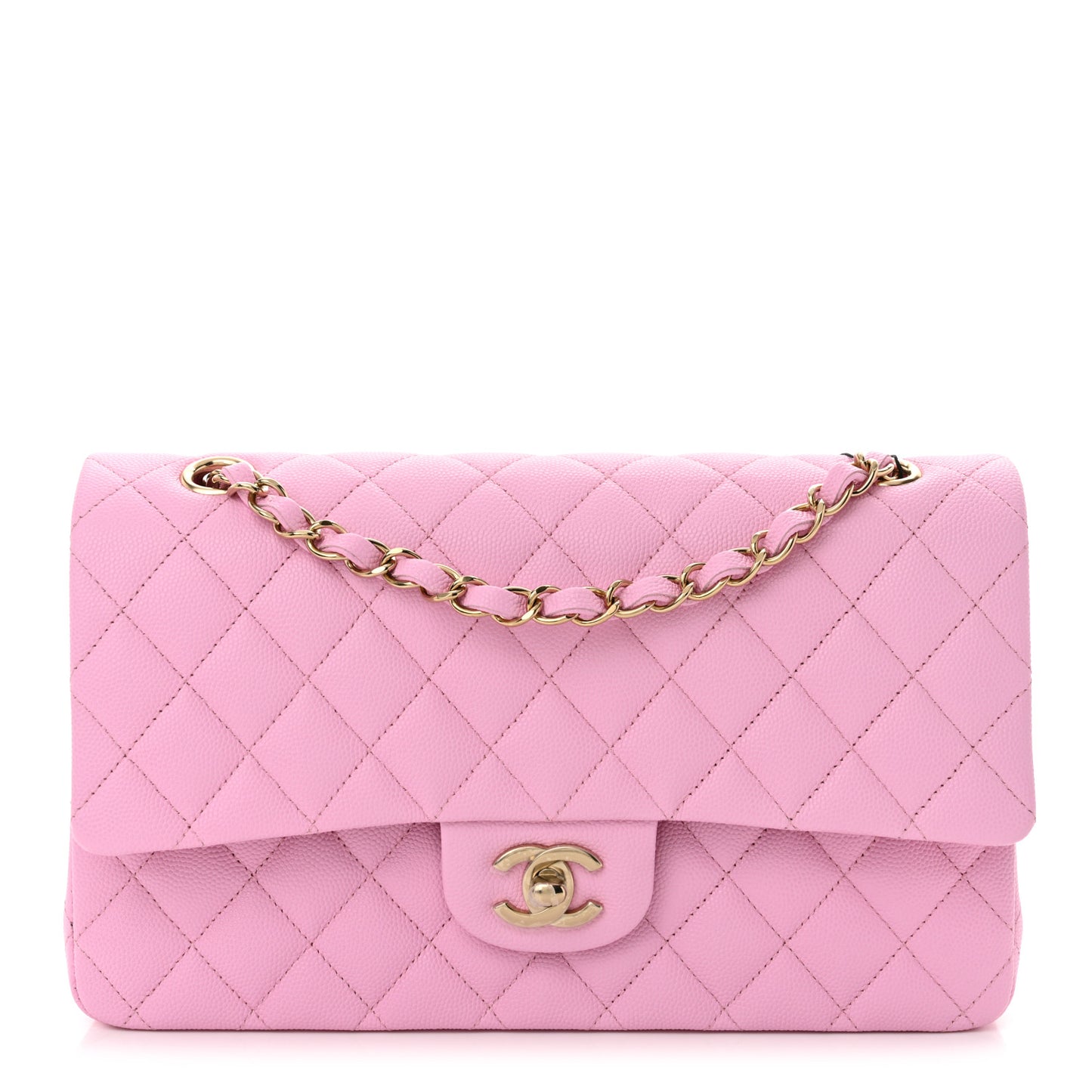 Caviar Quilted Medium Double Flap Lilac