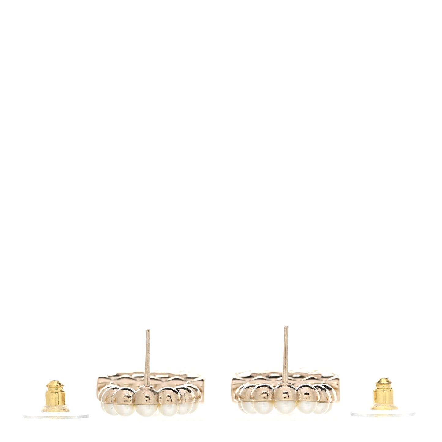 Pearl Quilted CC Flap Bag Earrings Gold