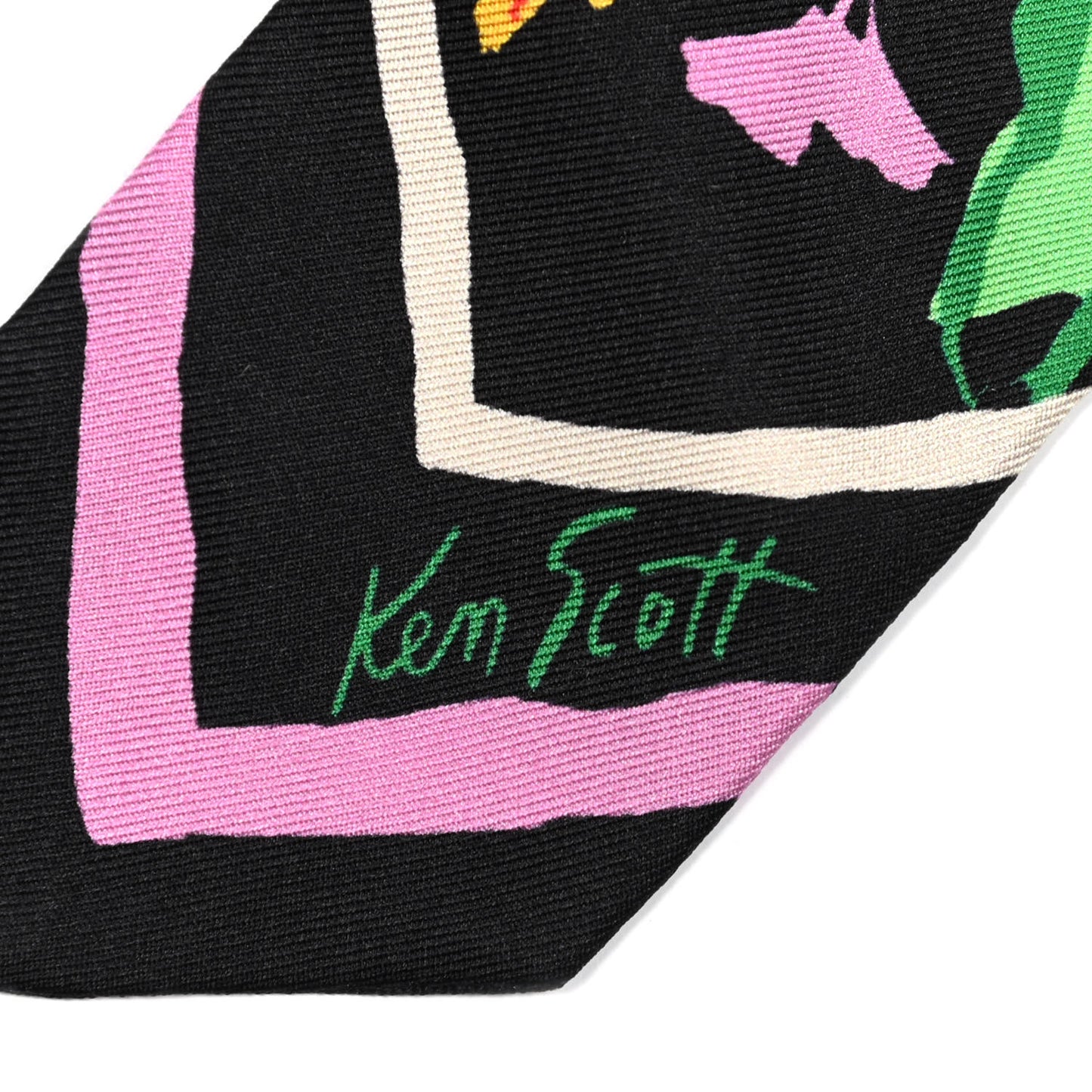 X KEN SCOTT Silk Twill Jennina Neck Bow Scarf Black Pink