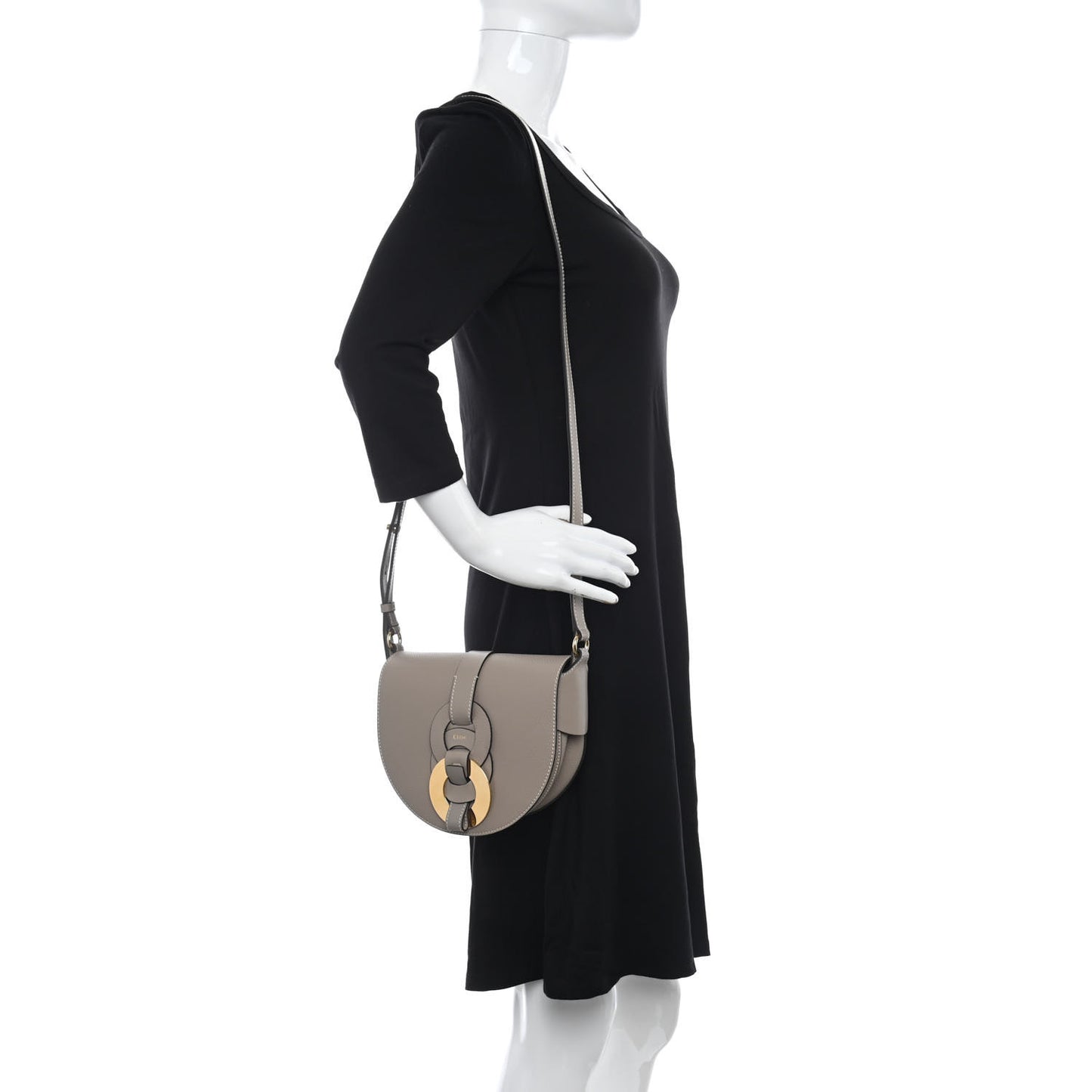 Grained Calfskin Small Darryl Saddle Crossbody Bag Motty Grey