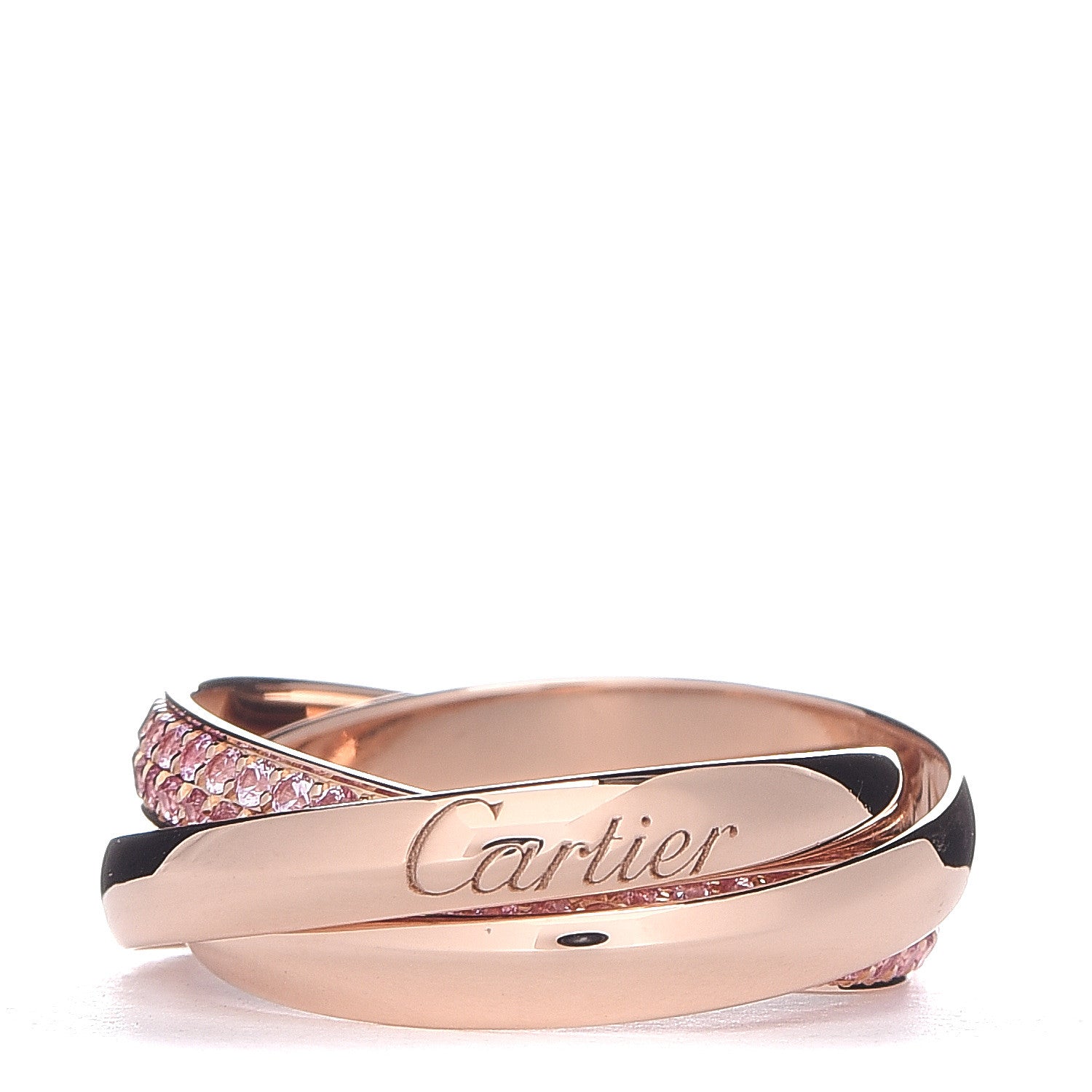 Cartier 18K Pink Gold Pink Sapphire Trinity Ring 48 4.5 489542