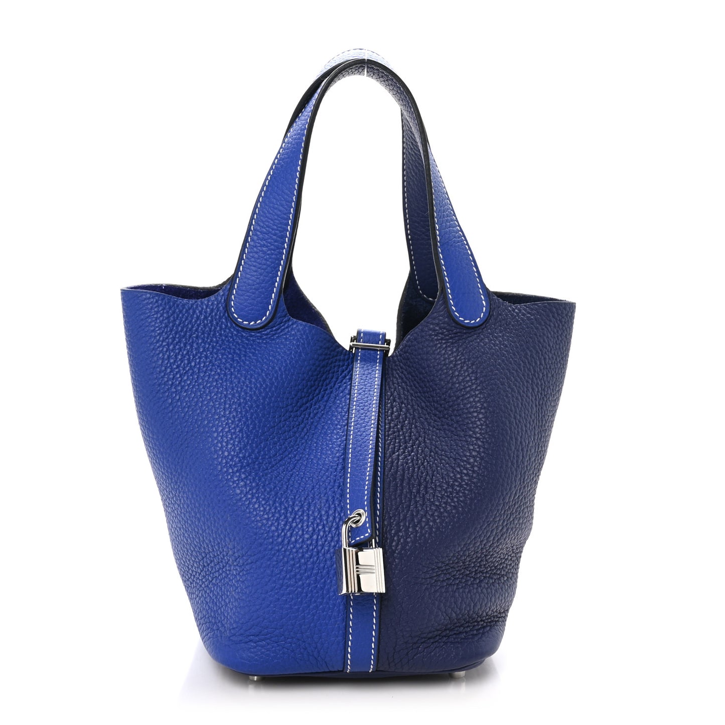 Taurillon Clemence Casaque Picotin Lock 18 PM Bleu Electrique Bleu Encre